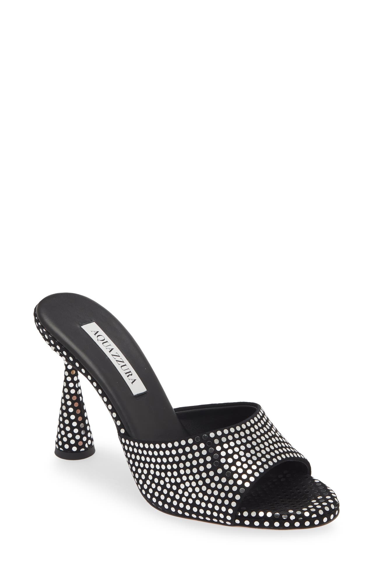 Aquazzura Max Paillette Embellished Slide Sandal in Black/Silver at Nordstrom - 1