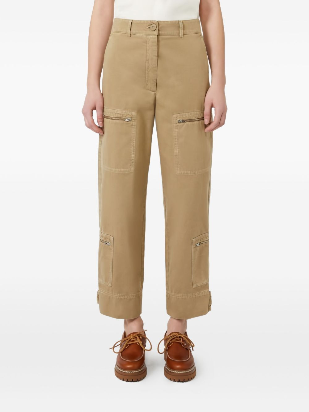 zip-pocket cotton trousers - 3