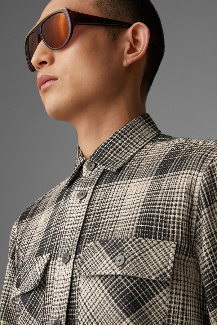 Clive Cotton shirt in Sand/Black - 4