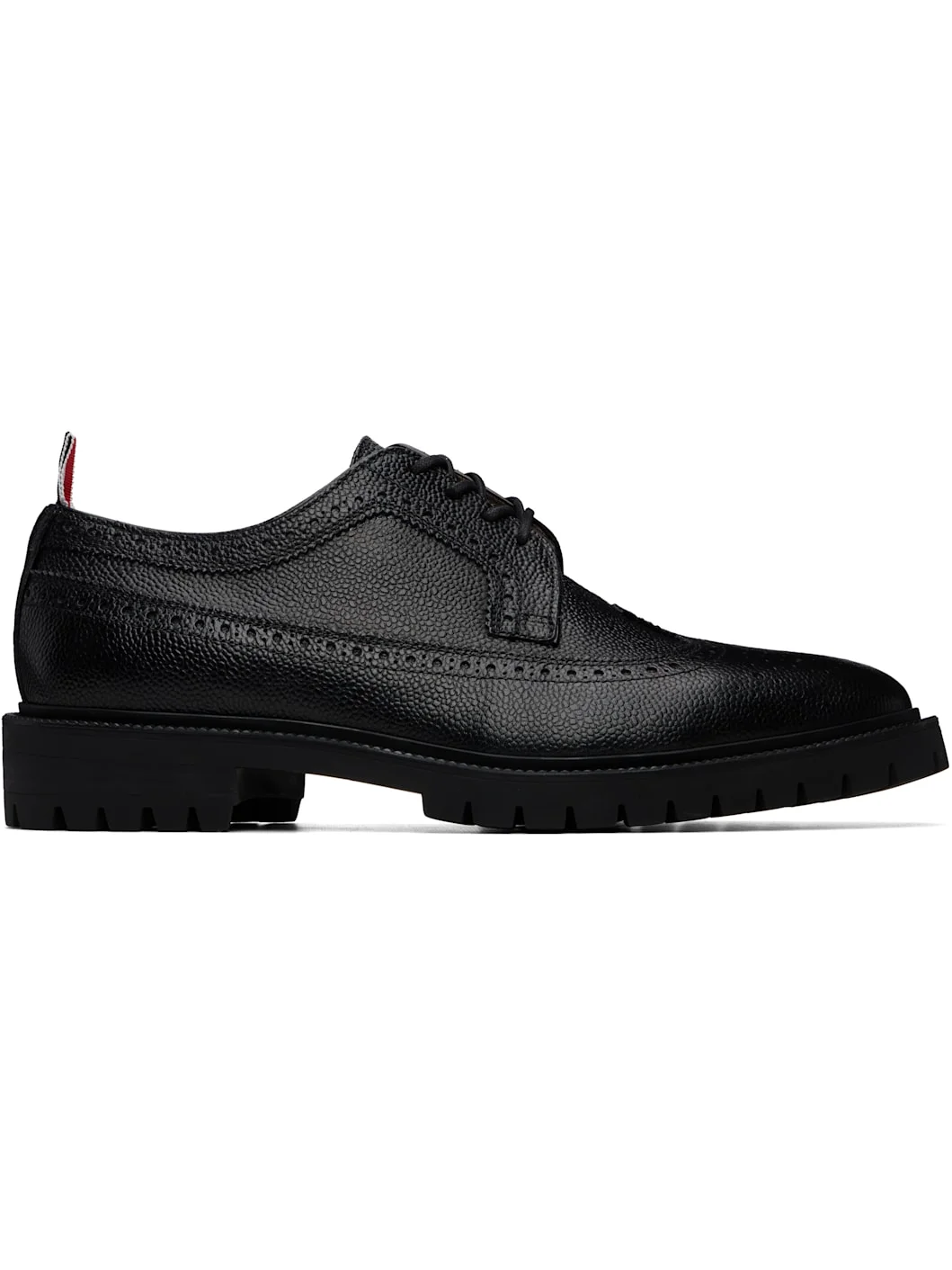 Black Pebble Grain Leather Longwing Brogues - 1