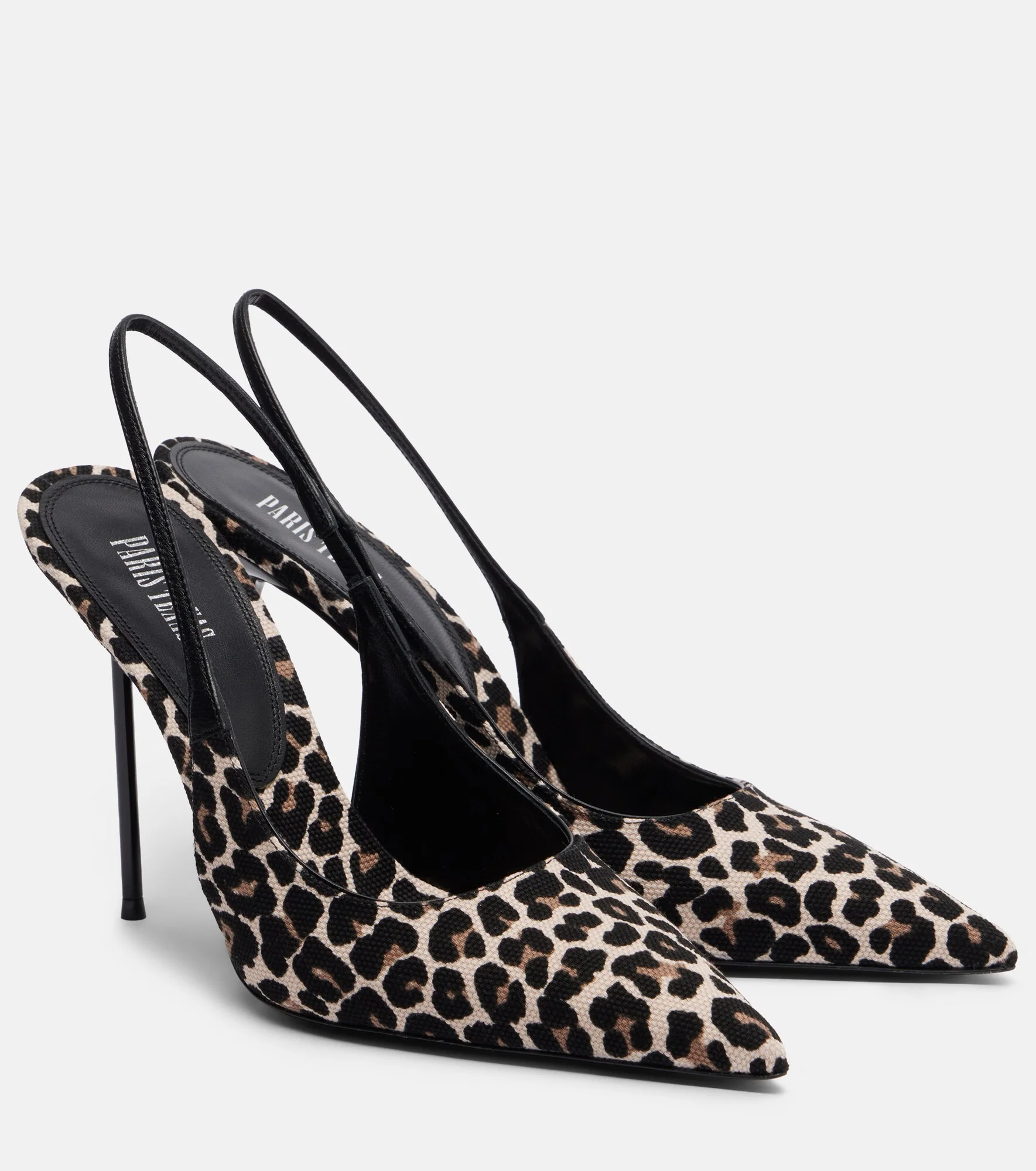 Lidia leopard-print canvas slingback pumps - 1