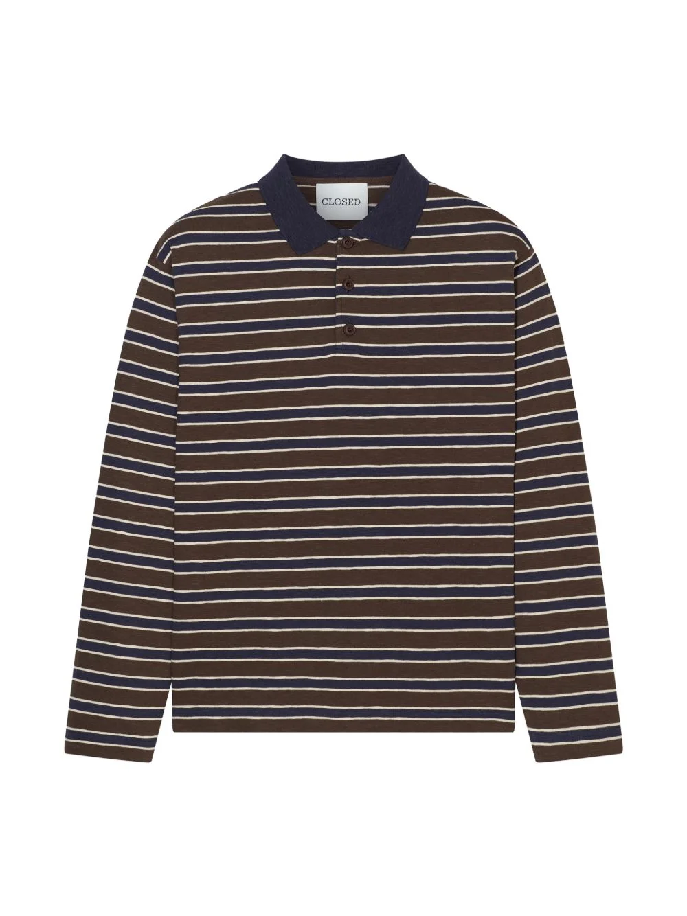 striped long-sleeve polo shirt - 1
