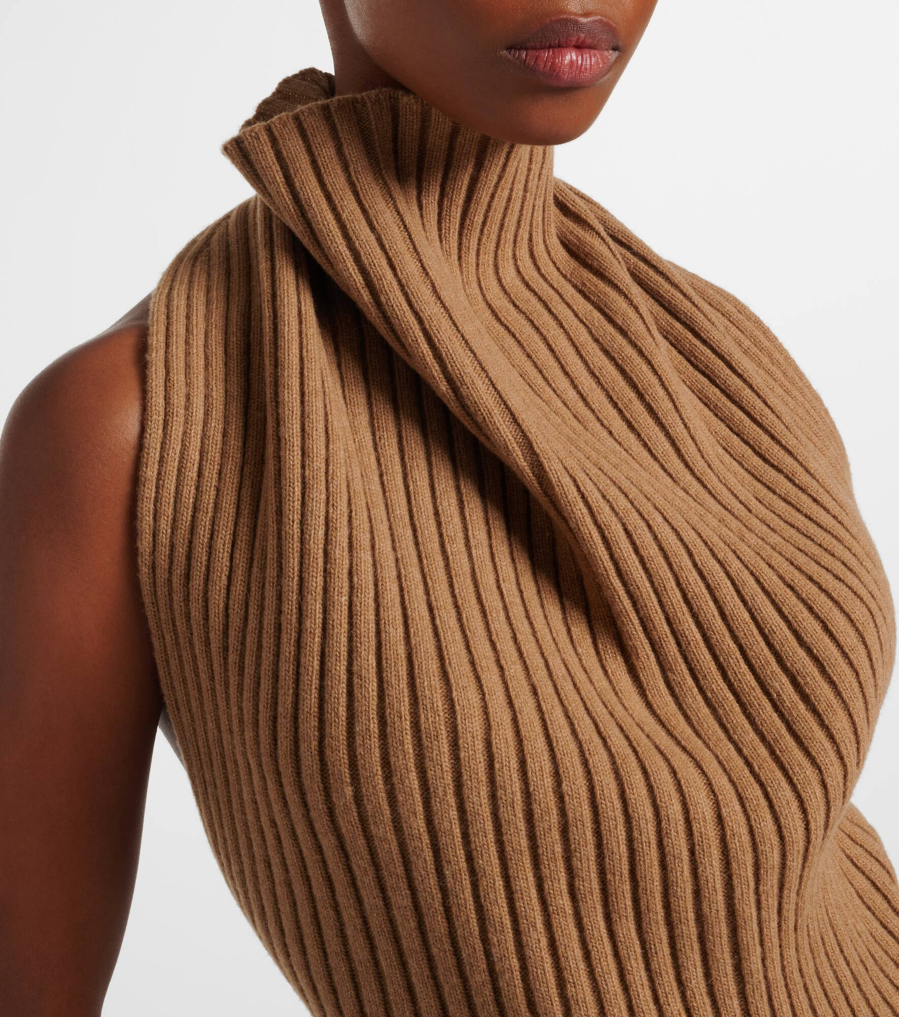 Draped ribbed-knit wool-blend top - 4