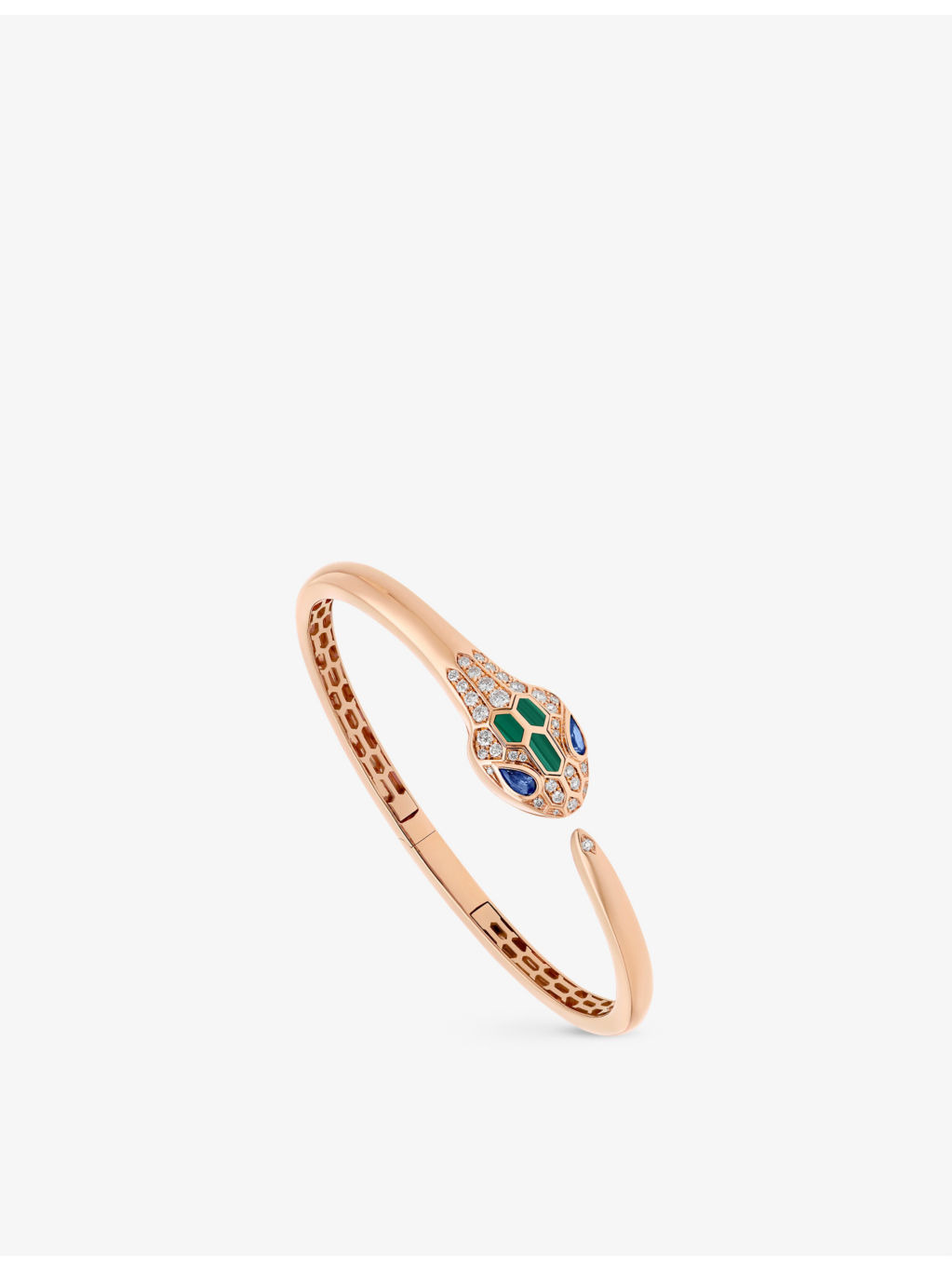Serpenti Seduttori 18ct rose-gold, 0.5ct round-cut diamond and 0.4ct sapphire bangle bracelet - 2
