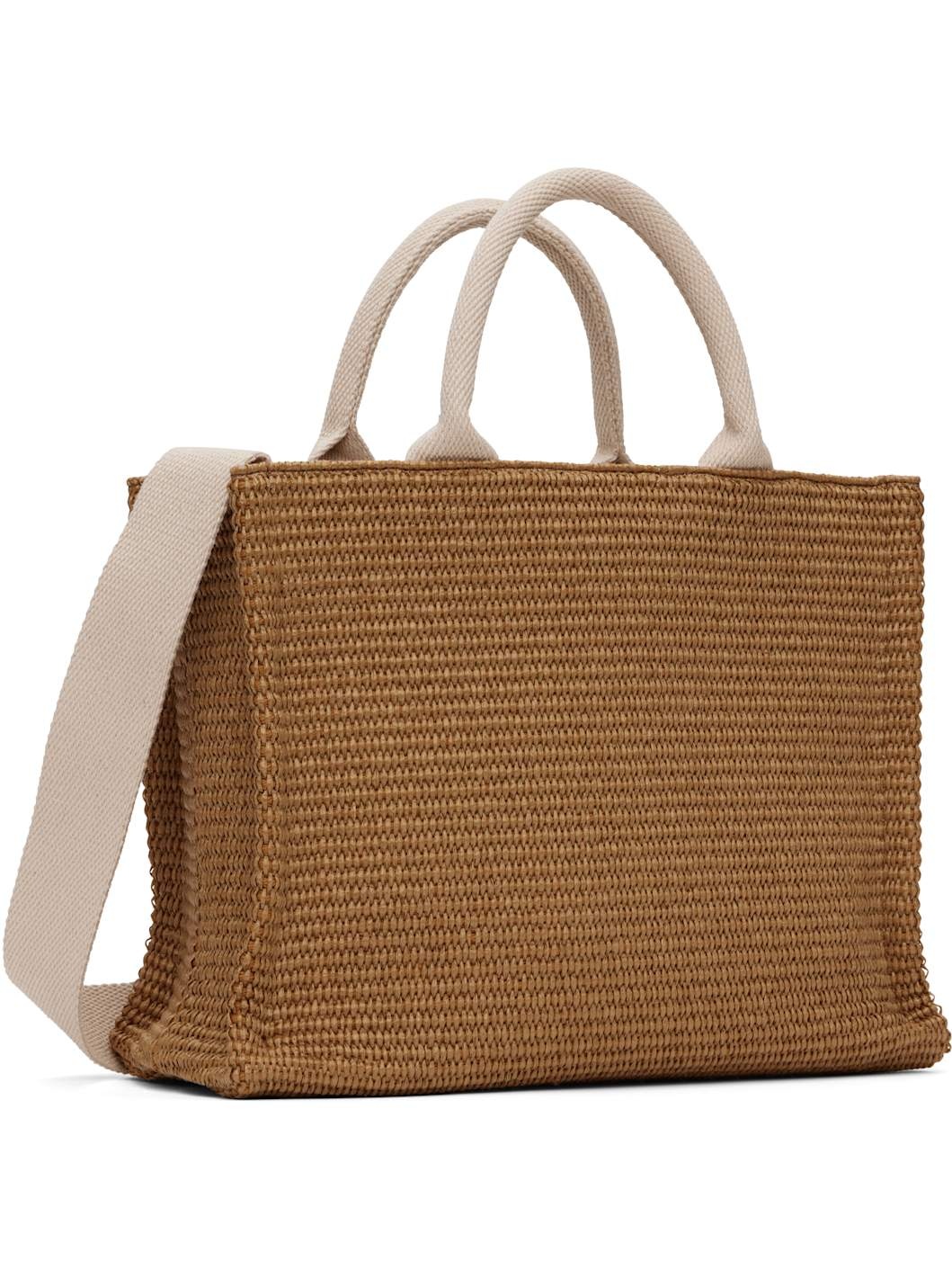 Beige Raffia-Effect Small Tote - 3