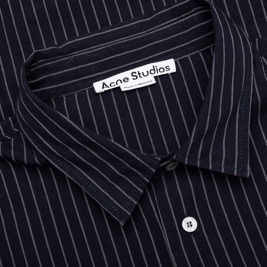 STRIPE BUTTON-UP SHIRT - NAVY/WHITE - 3