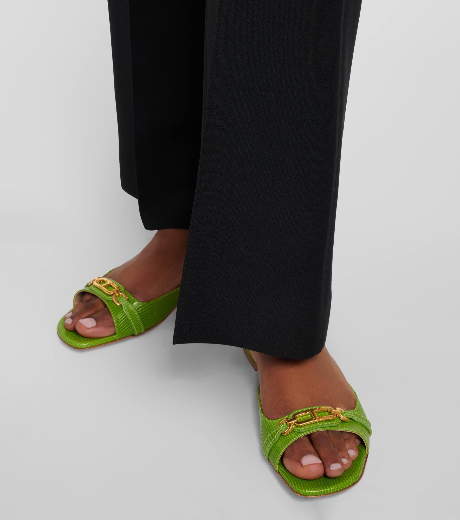 Whitney snake-effect leather slides - 4
