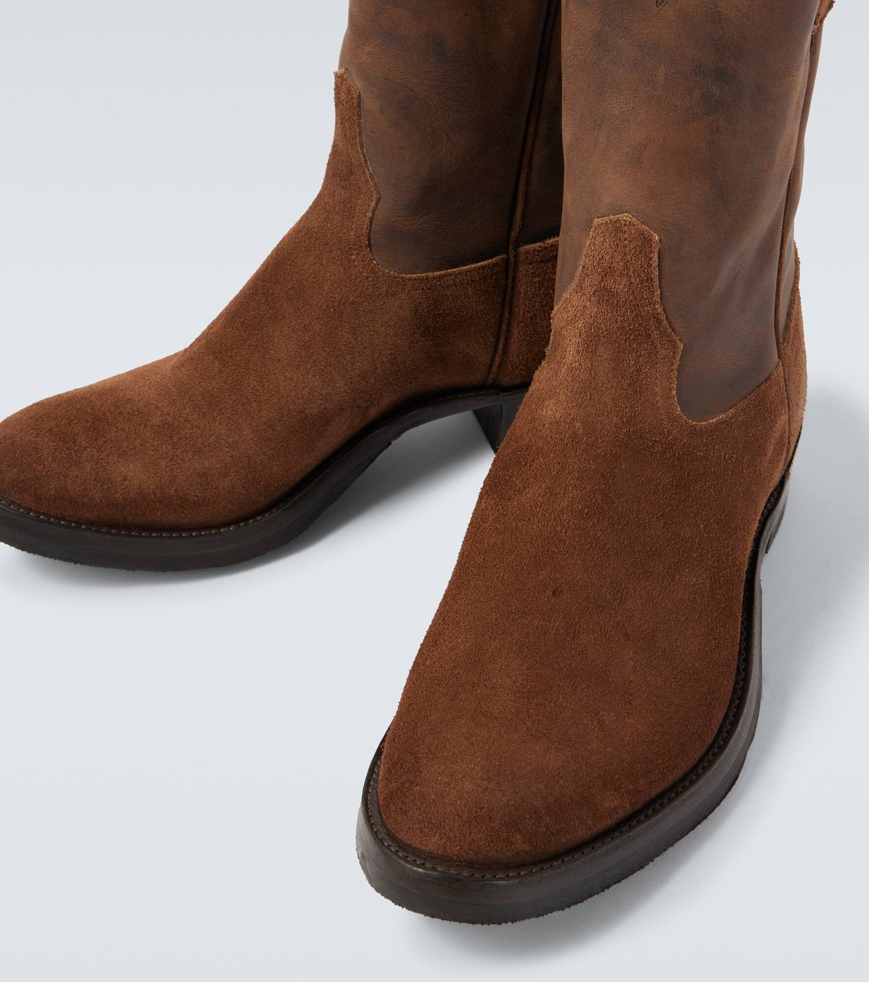 Suede and leather cowboy boots - 3