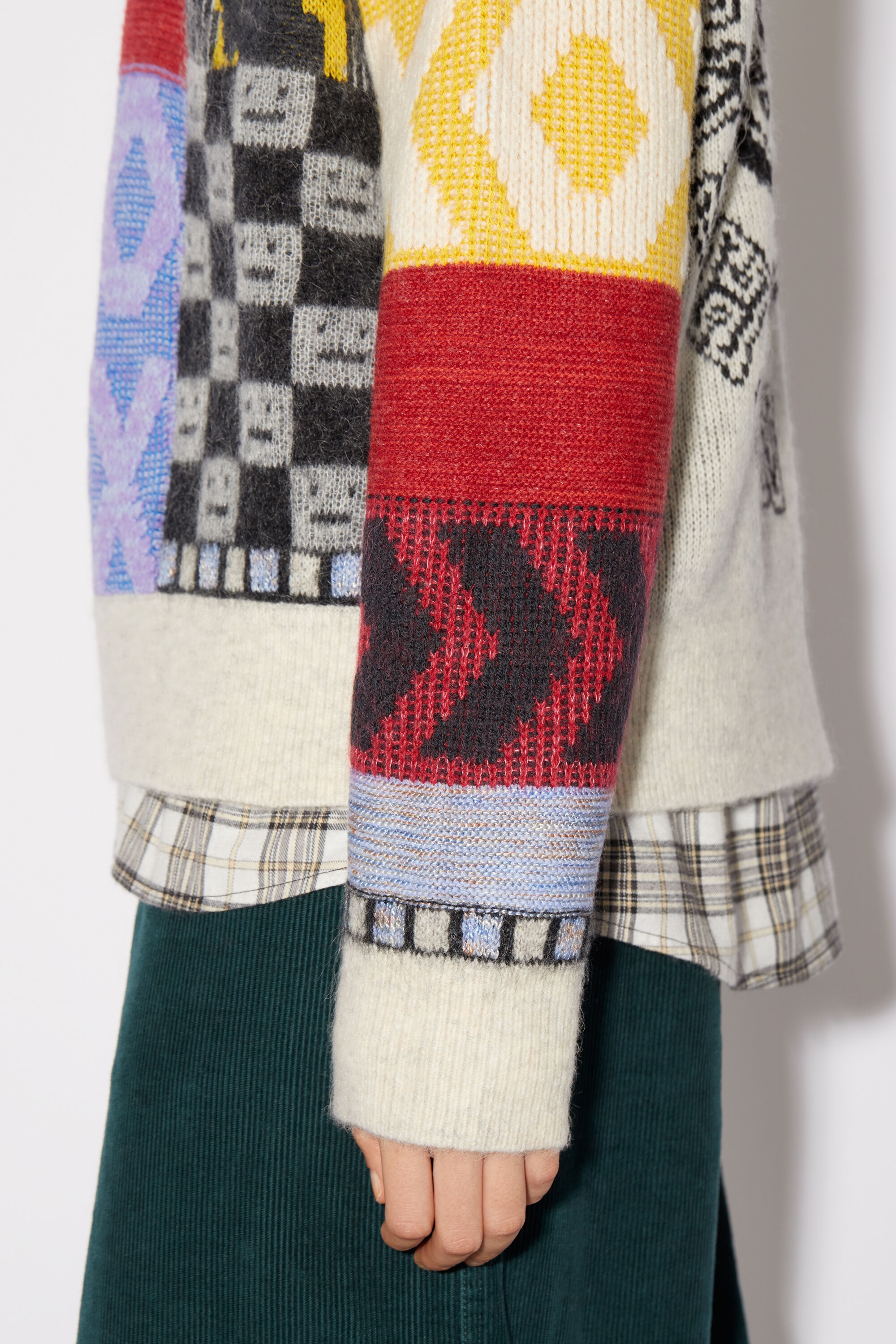 Patchwork crew neck jumper - Cornflower blue/multi - 4