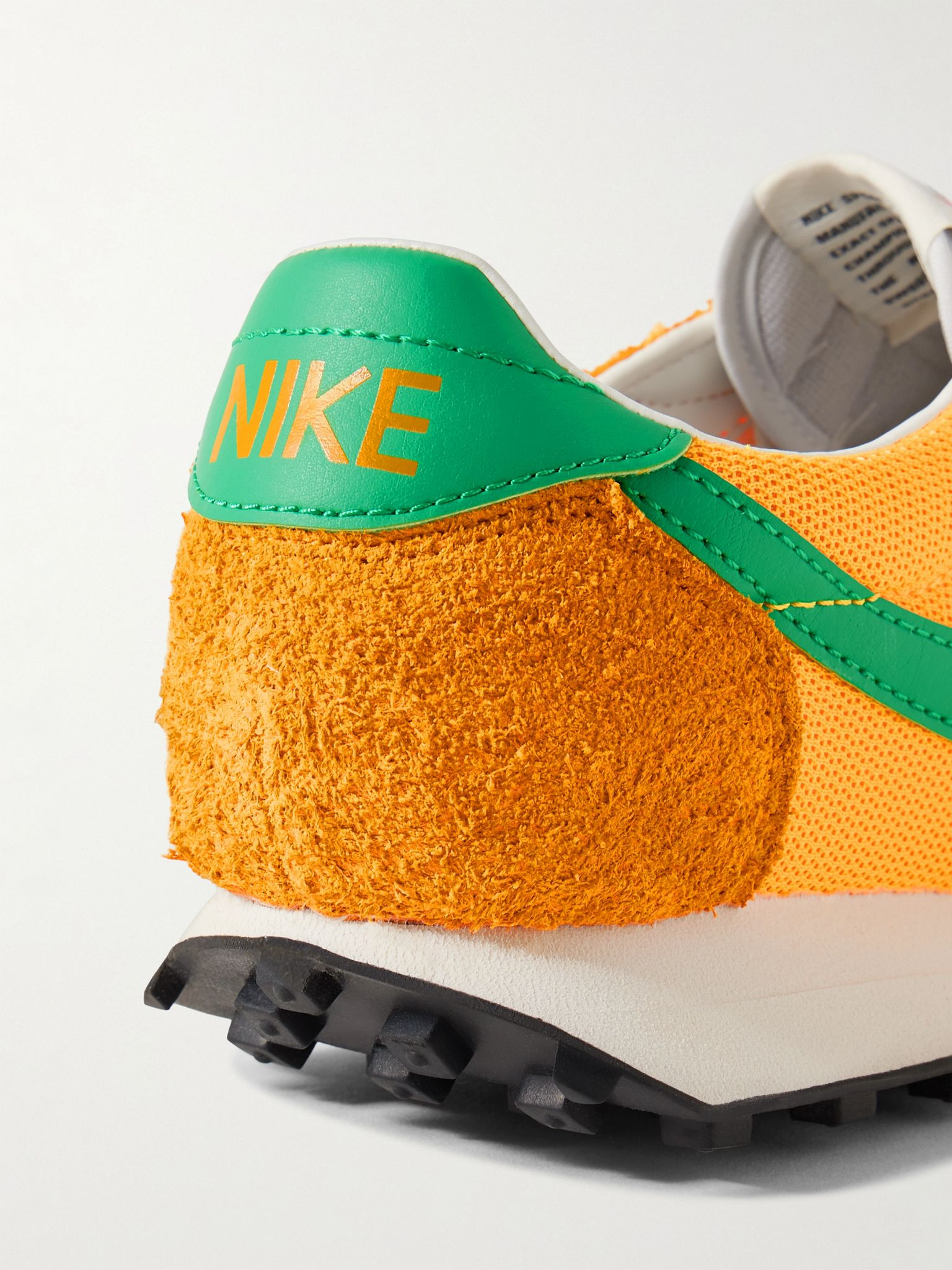 LD-1000 Leather and Suede-Trimmed Mesh Sneakers Saffron - 5