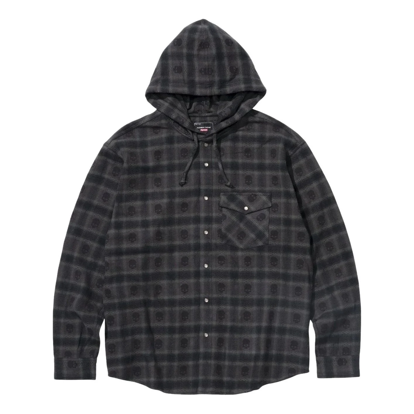 Supreme FW25 x Number (N)ine Hooded Flannel Shirt 'Black' FW25S22-BLACK - 1