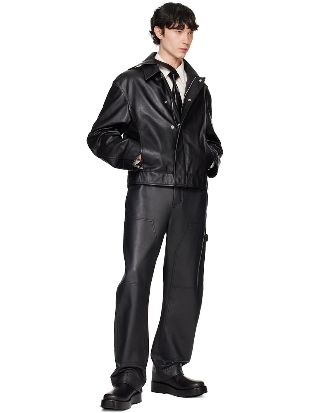 Black Natural Calf Leather Jacket - 5