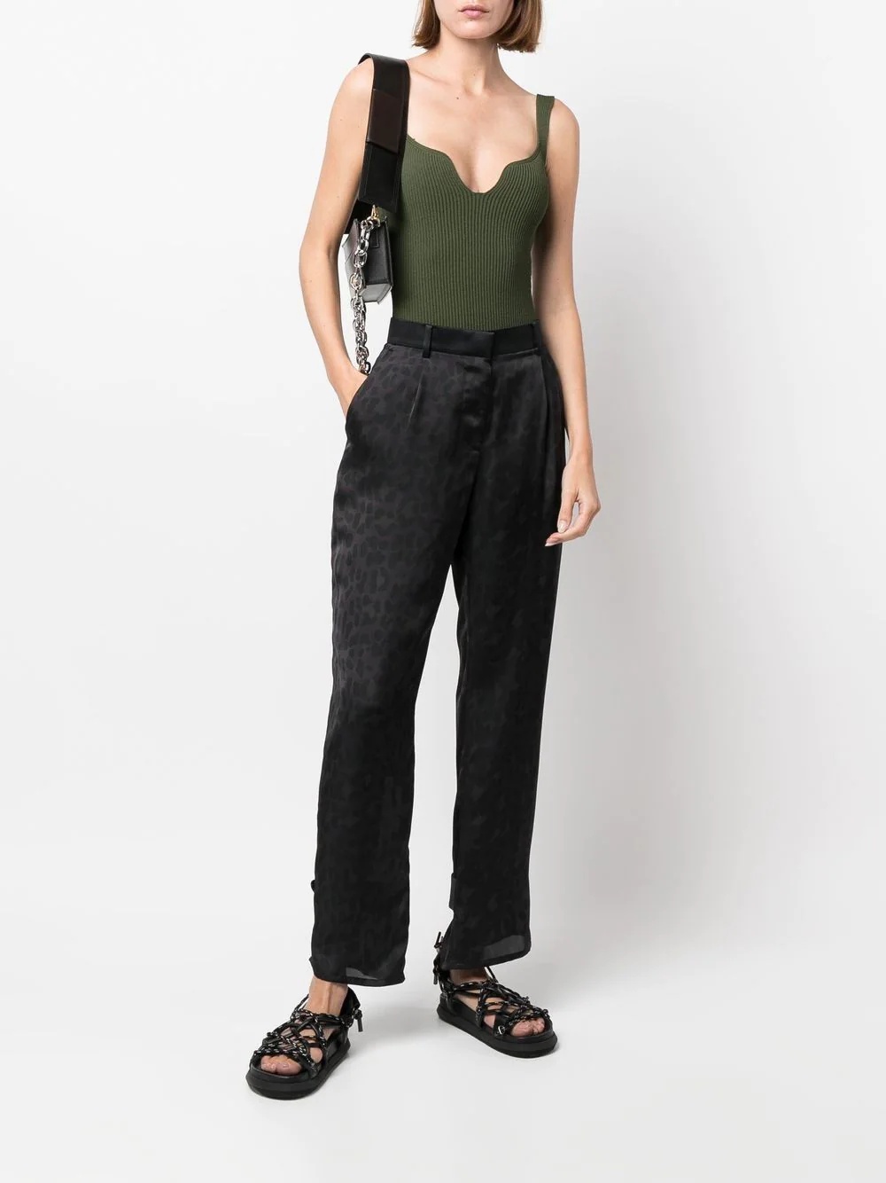 high-waisted patterned trousers - 2