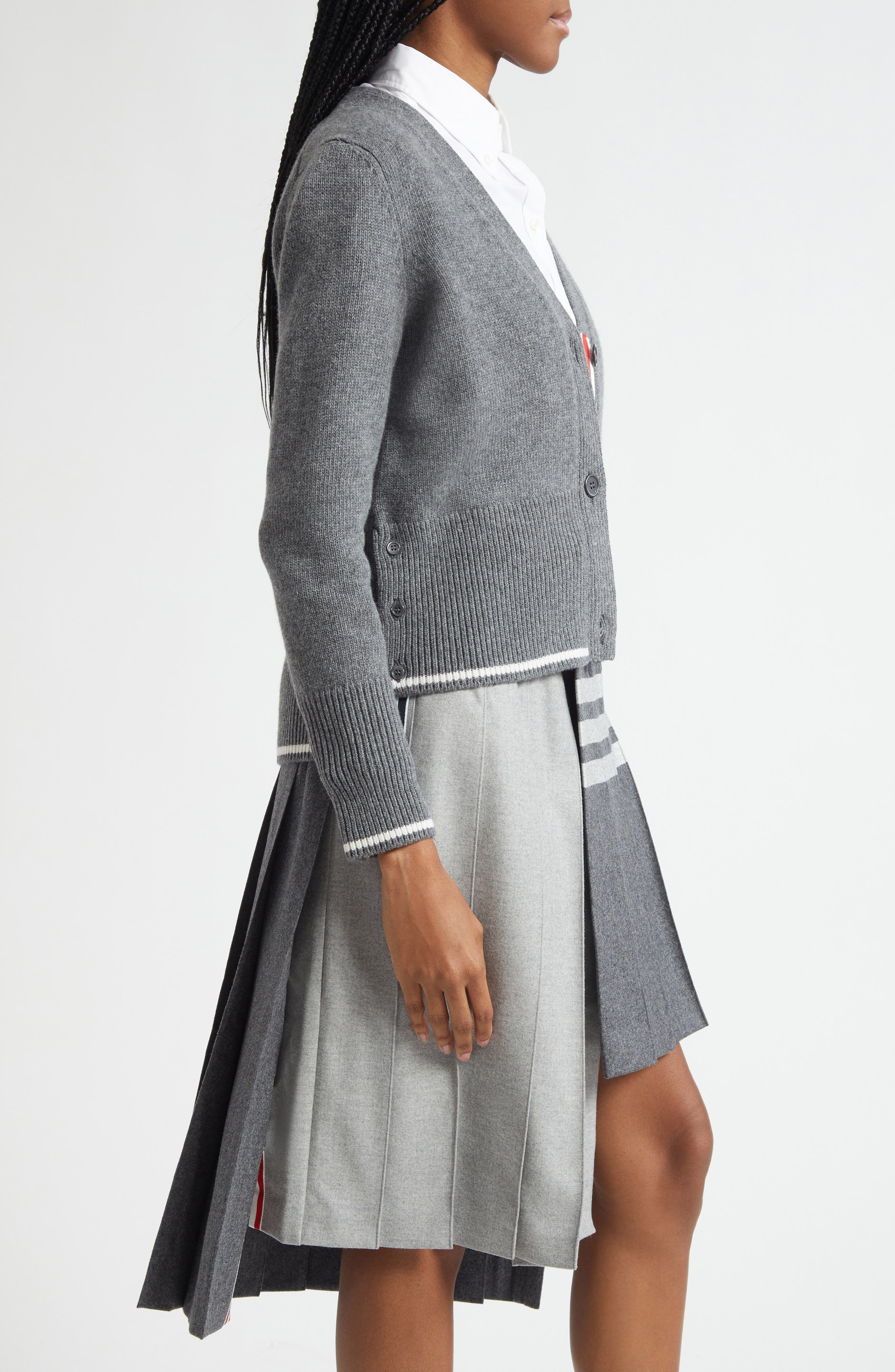 Thom Browne Intarsia Geese 4-Bar Wool Cardigan in Medium Grey at Nordstrom - 4
