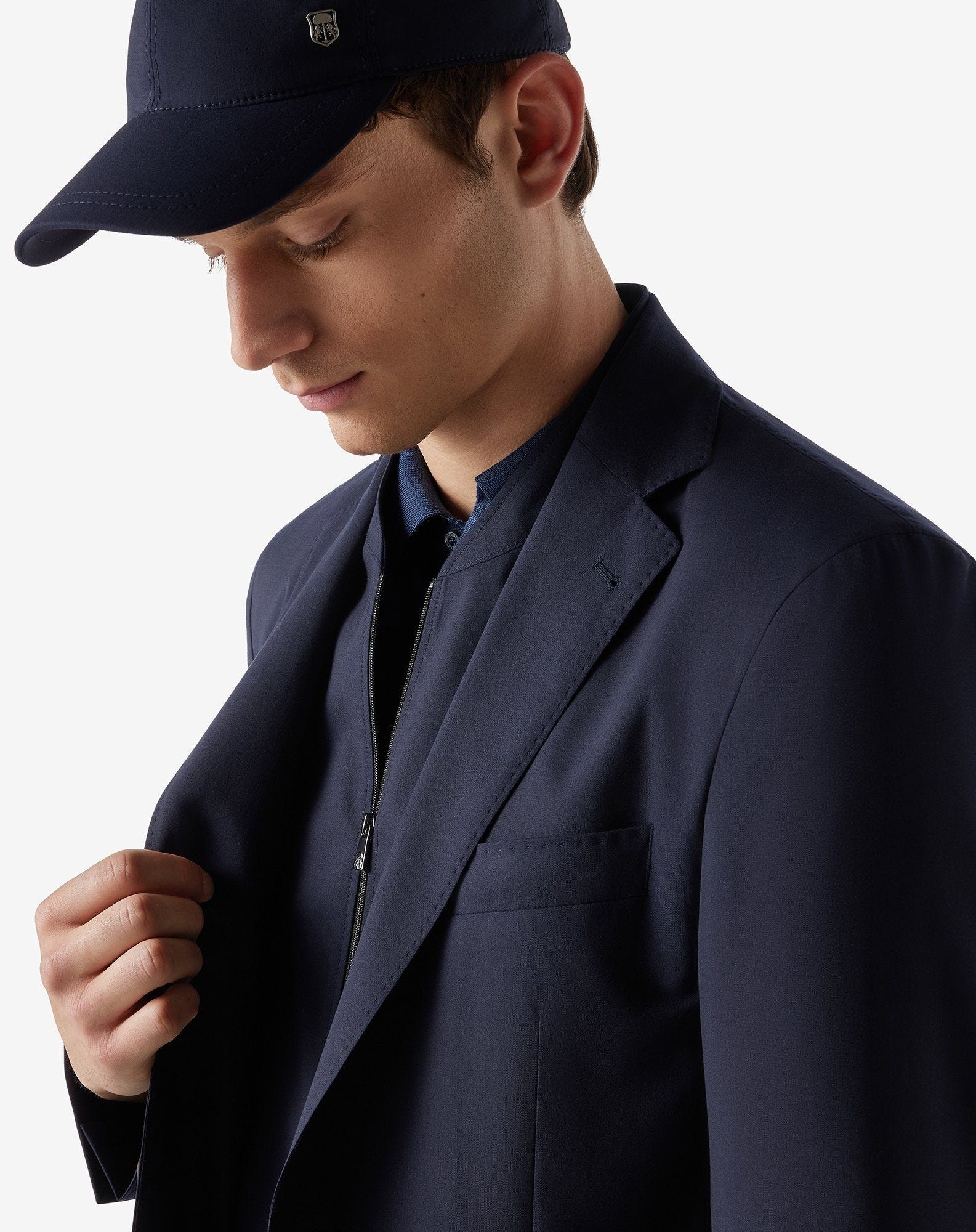 Navy blue 170's super light wool jacket with vest - 4