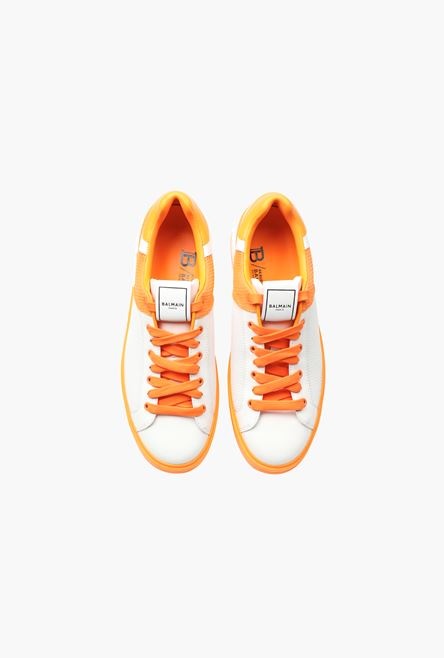 White and orange smooth leather and mesh B-Court sneakers - 4