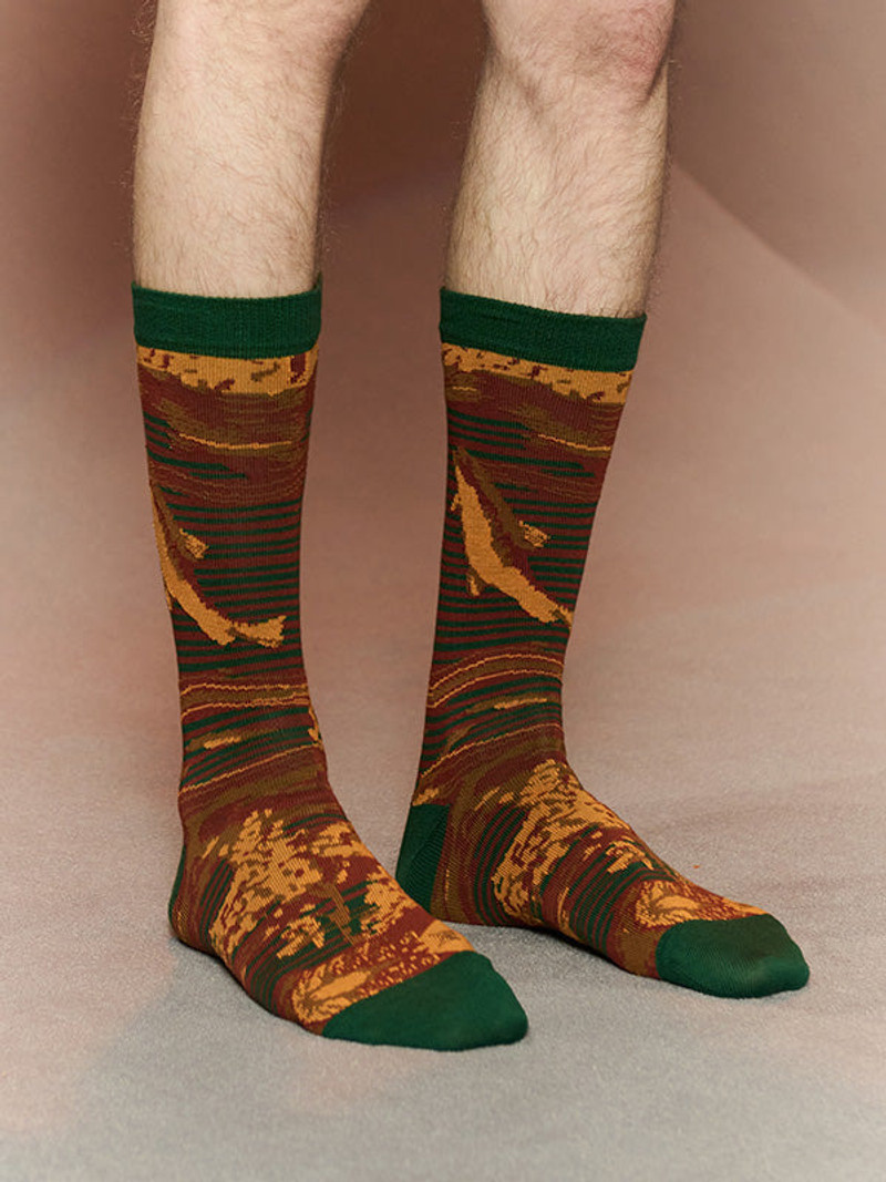 HENRIK VIBSKOV FISHES SOCKS - FISHES ORANGE outlook