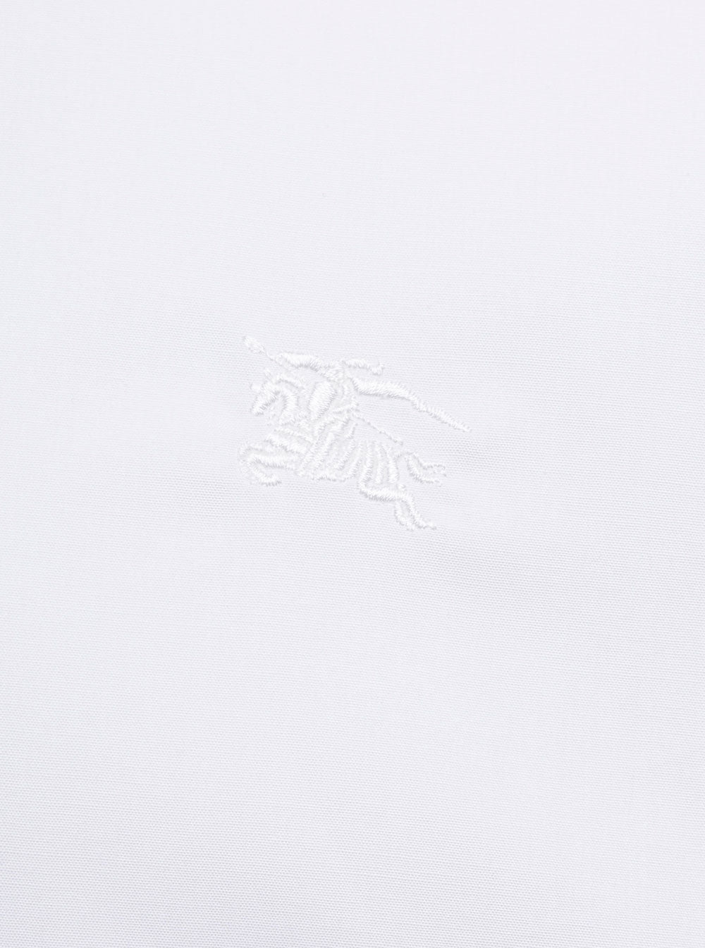 Burberry Men White Long Sleeve Shirt With Tonal Logo Embroidery In Stretch Cotton Man - 3