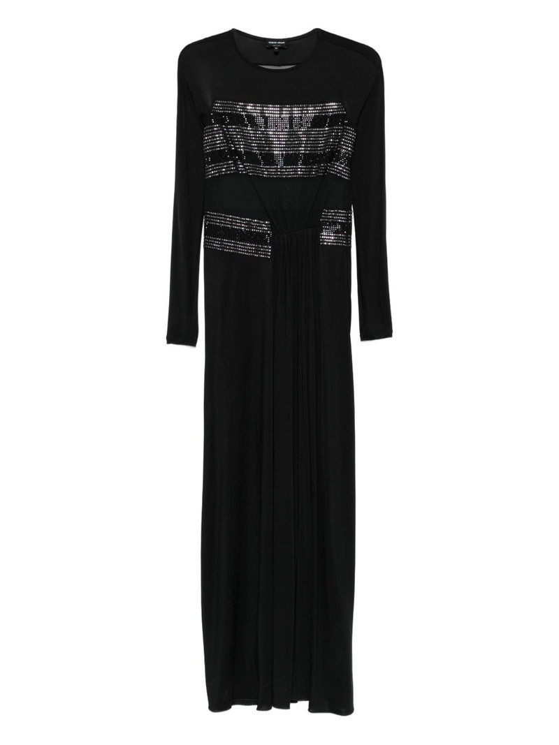embellished mesh-panel midi dress 1