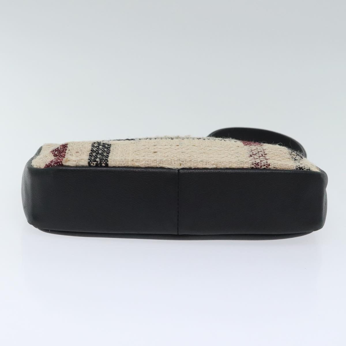 Burberry Nova Check Hand Bag Leather Canvas Black Beige - 5