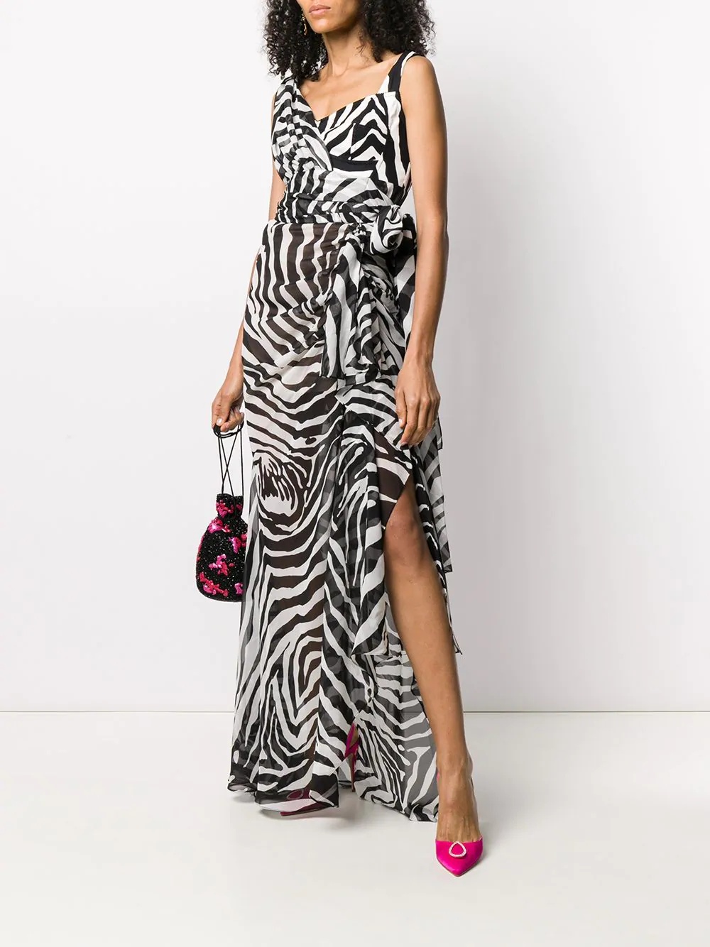 zebra-print asymmetric dress - 2