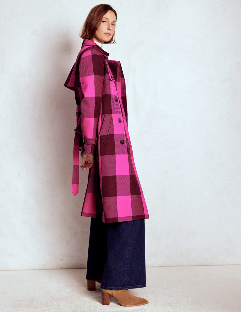 Cheltenham Trench Coat-Pink Peony, Chestnut Gingham 6