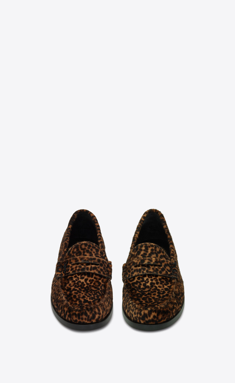 SAINT LAURENT le loafer monogram penny slippers in leopard-print pony-effect leather outlook