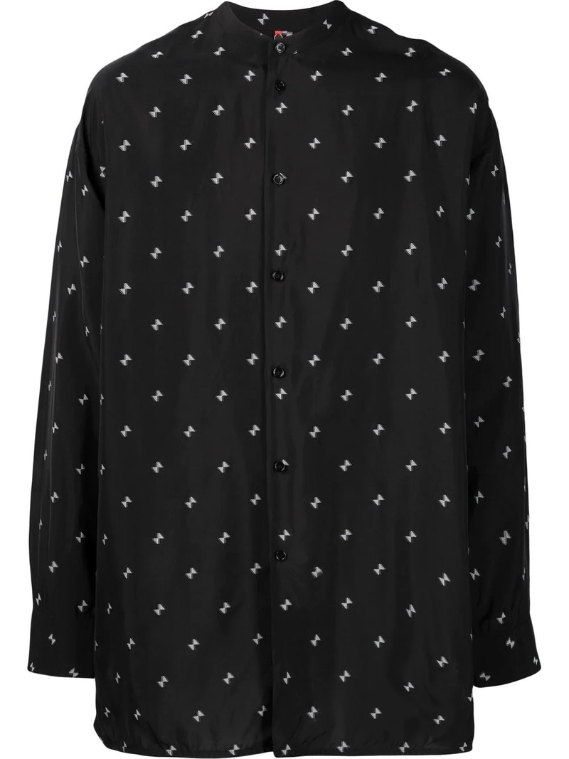 bow-motif band-collar shirt 1