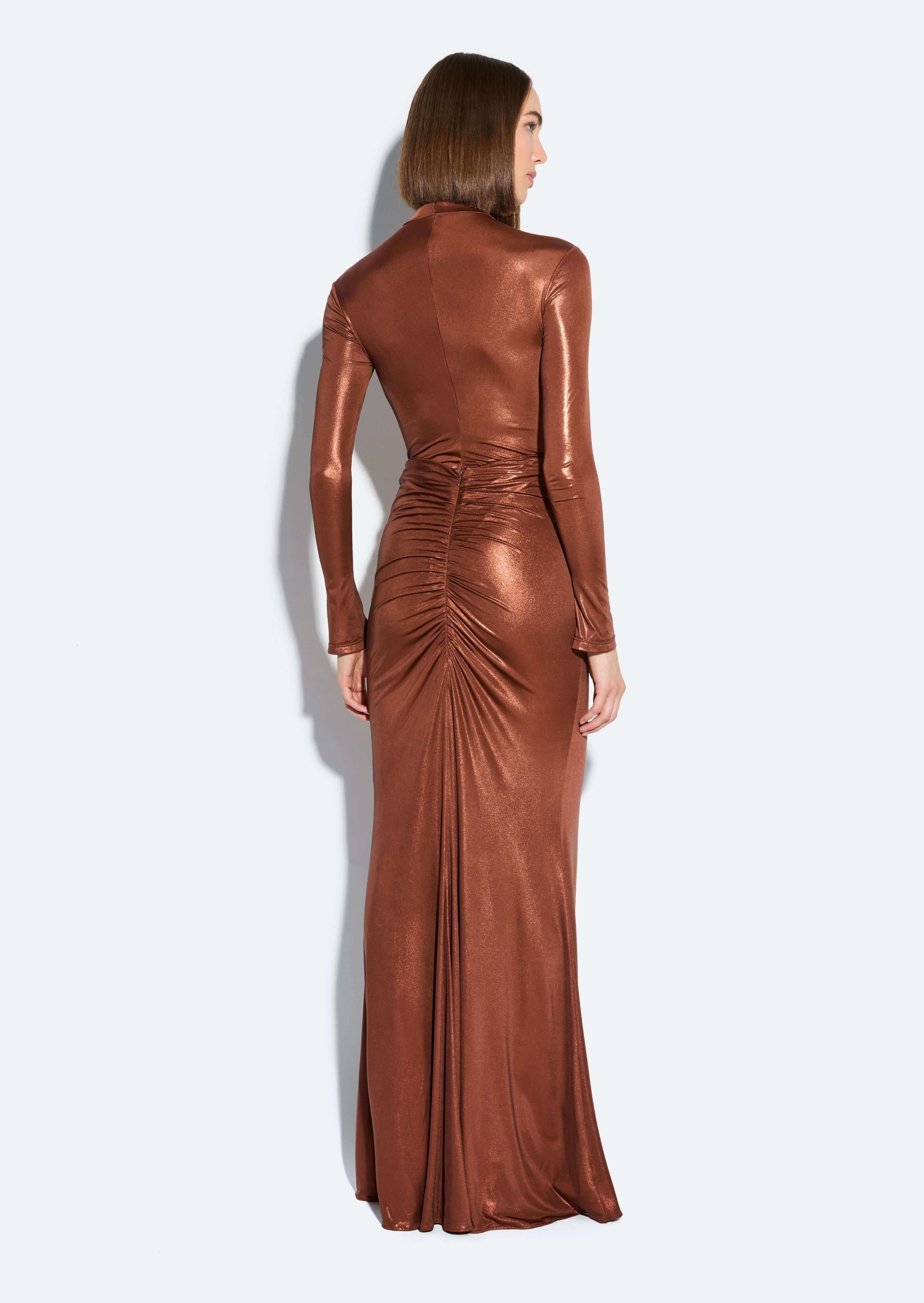 Coated Jersey Ruched Maxi Skirt - 3