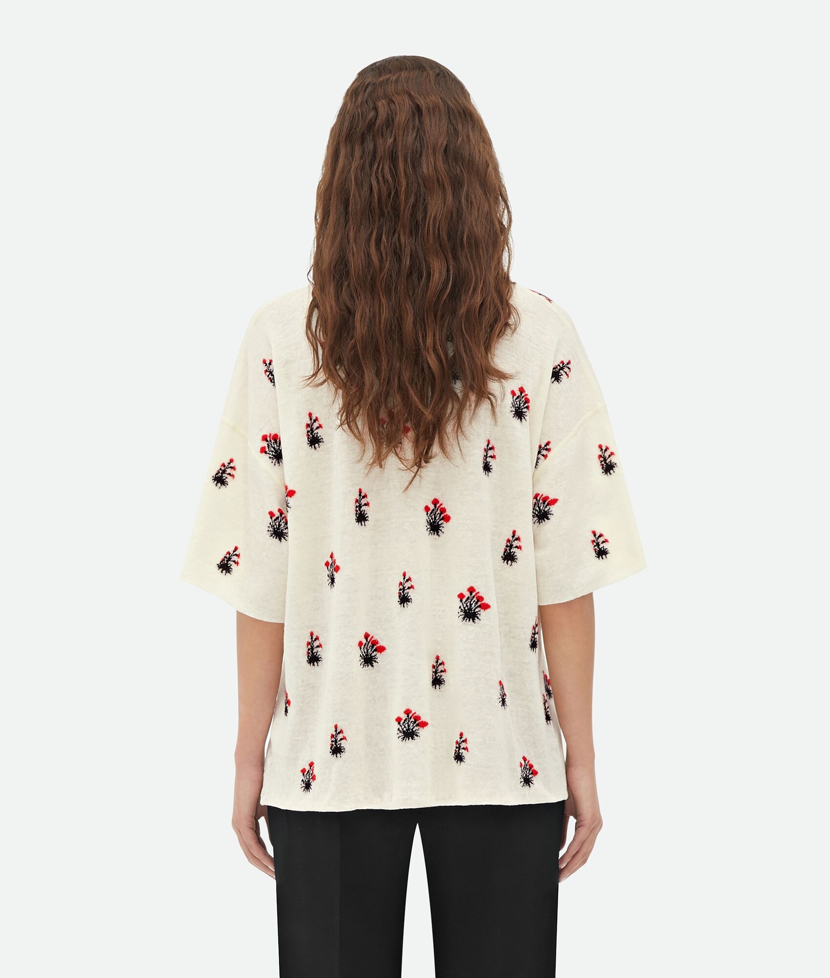 Linen Jacquard Flowers T-Shirt - 3