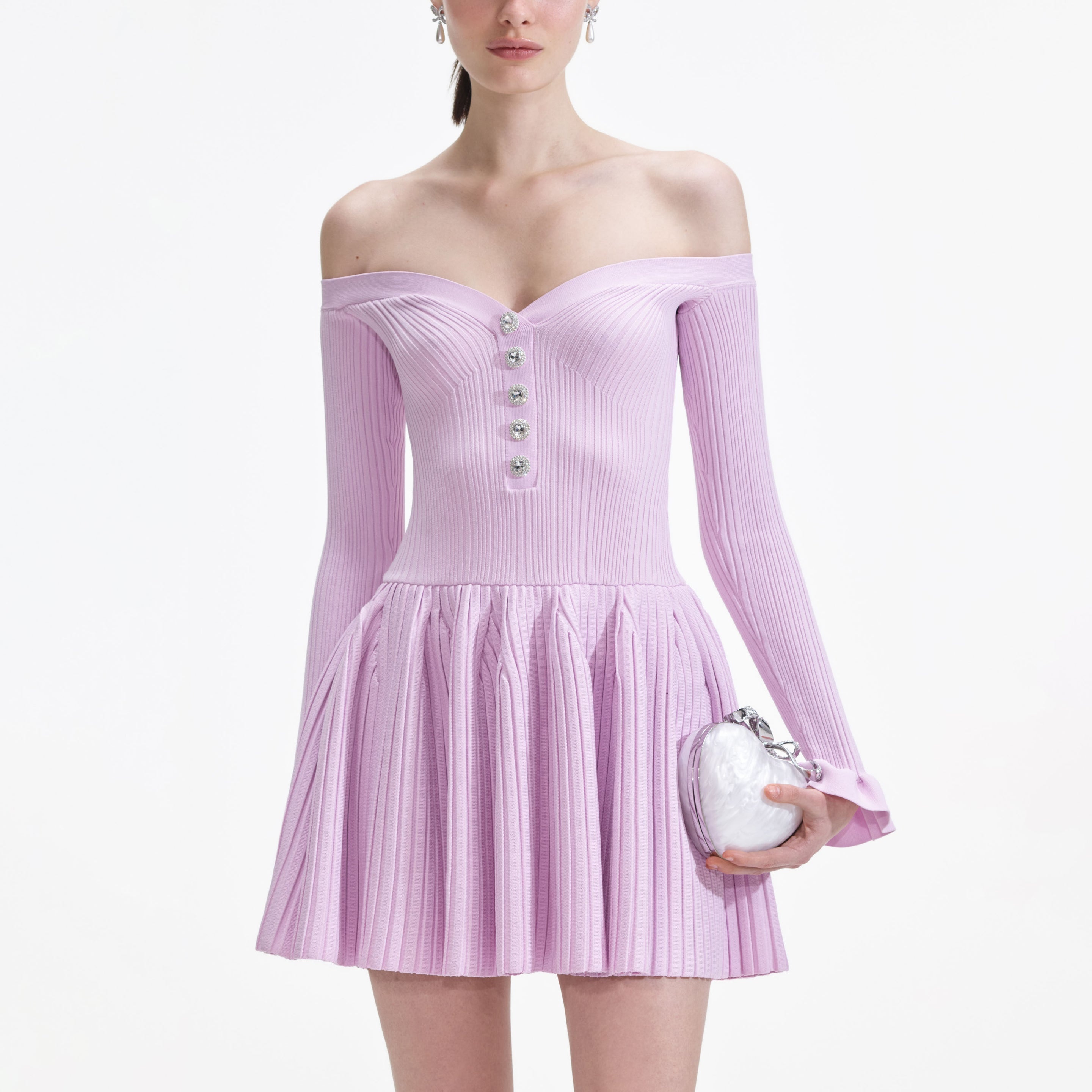 Pink Ribbed Knit Mini Dress - 4