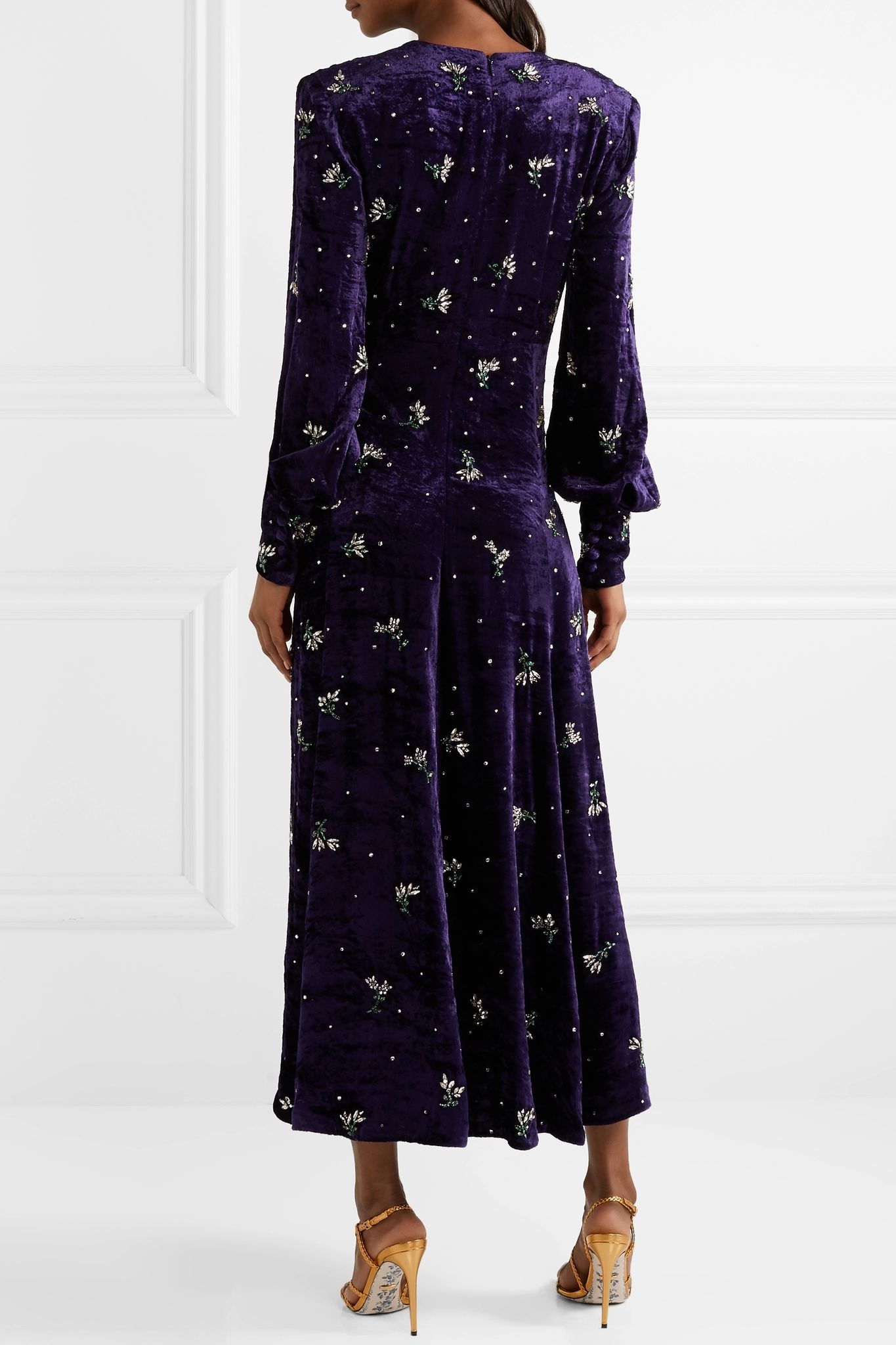 Embellished velvet midi dress - 4