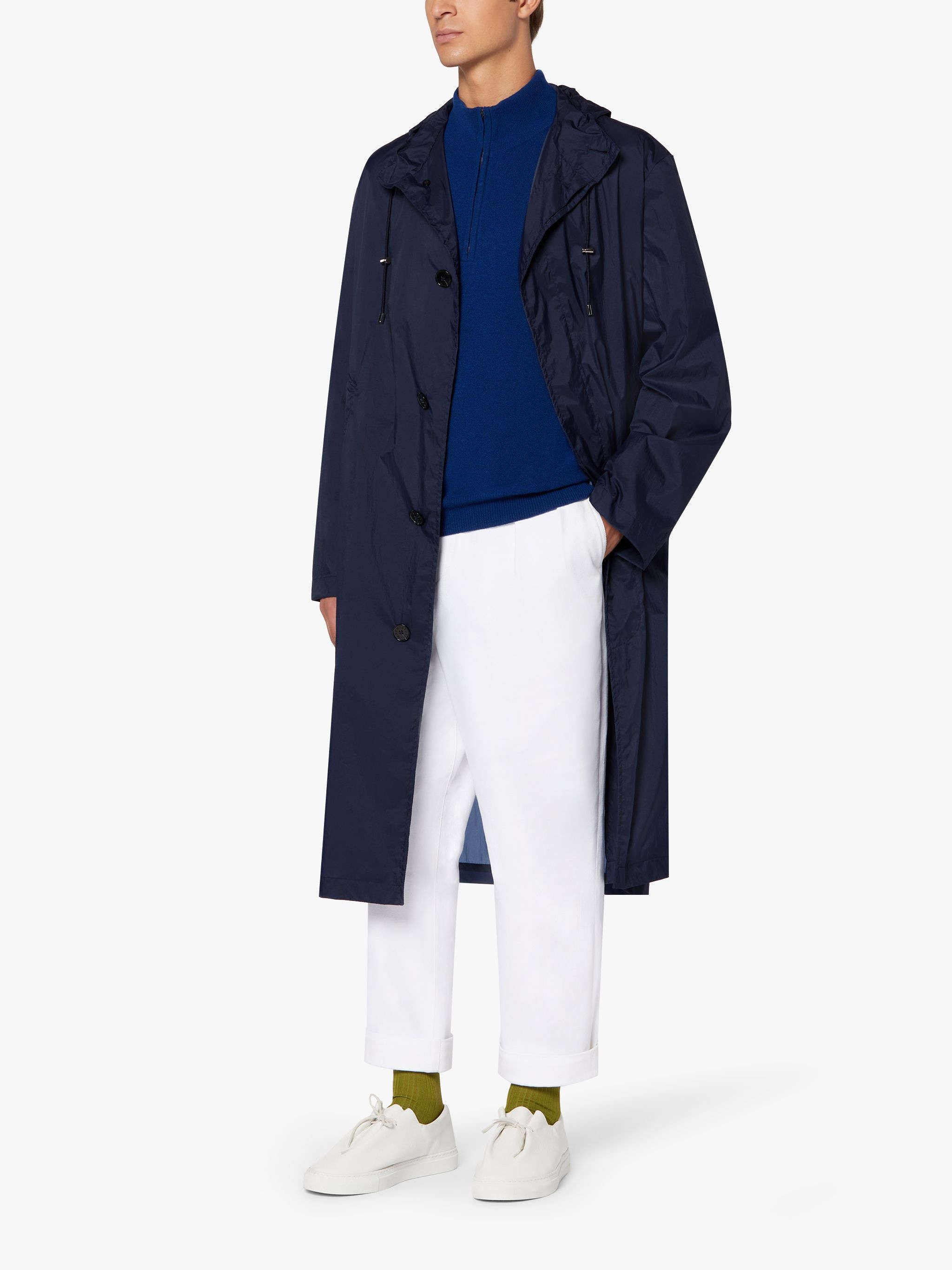 WOLFSON NAVY NYLON HOODED COAT | GMM-219 - 4