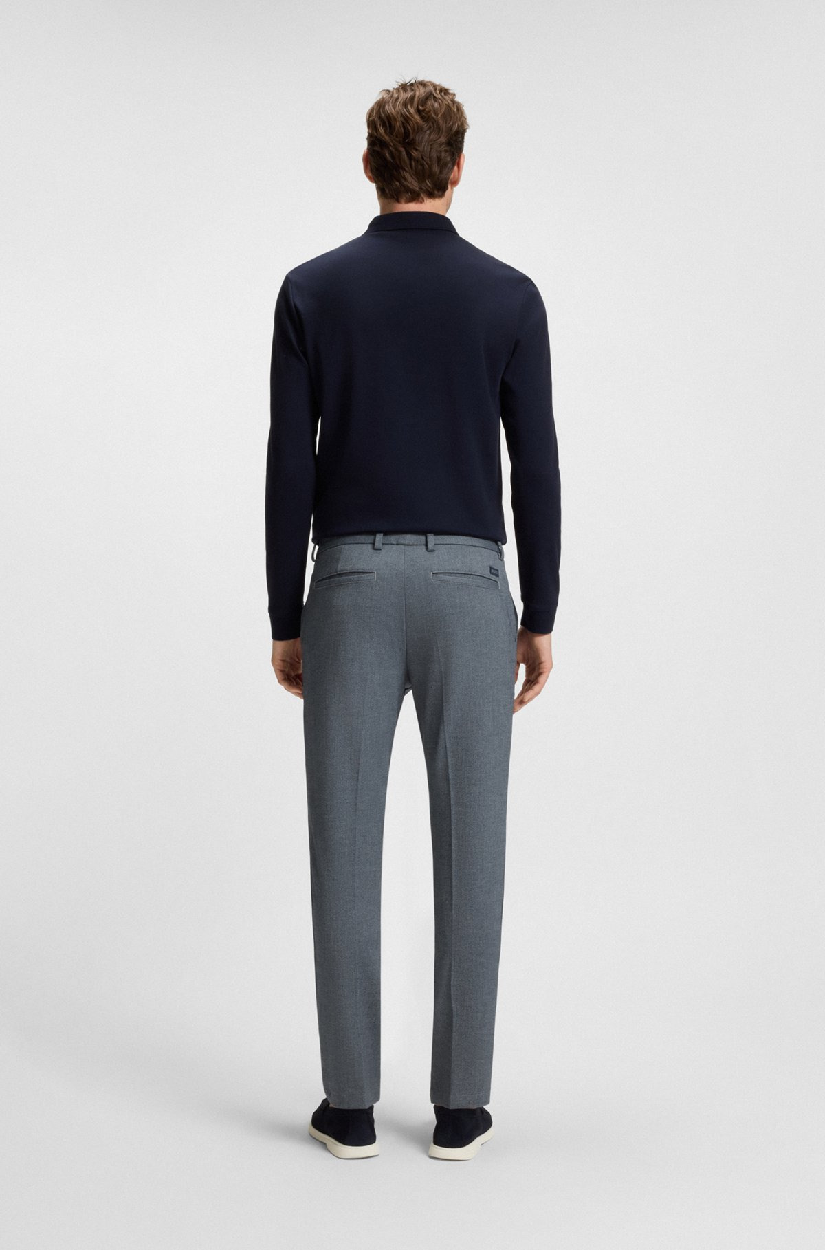 SLIM-FIT TROUSERS IN MELANGE STRETCH FABRIC - 4