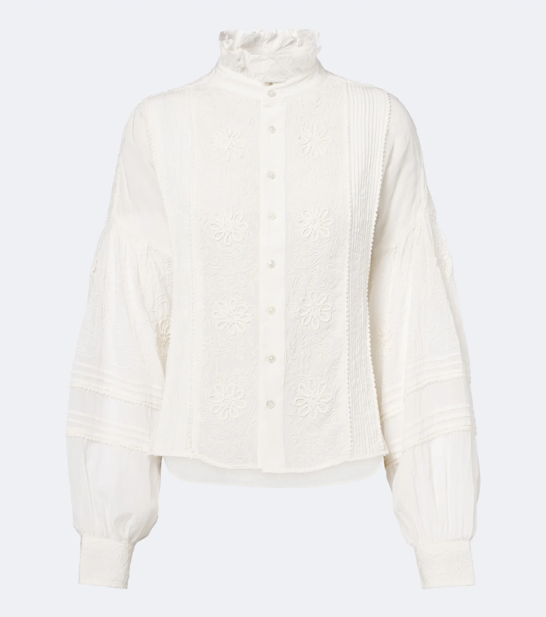 Embroidered ruffled blouse - 1