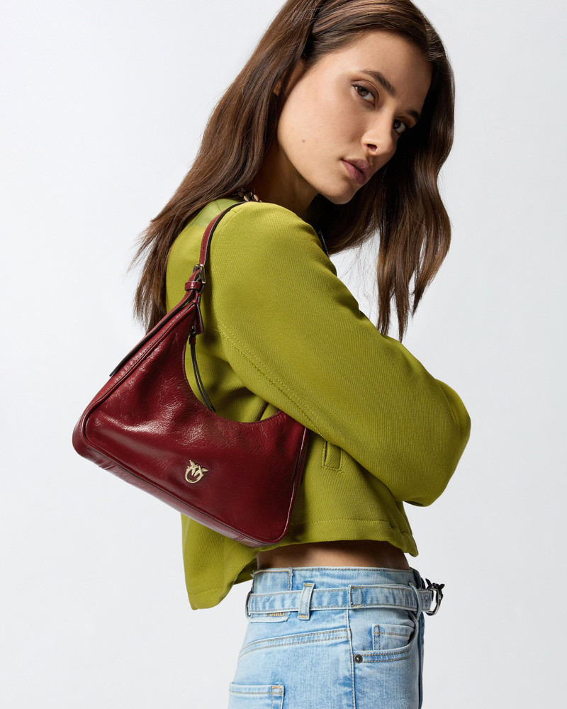 MISS PINKO MINI HOBO SHOULDER BAG IN SHINY LEATHER 5