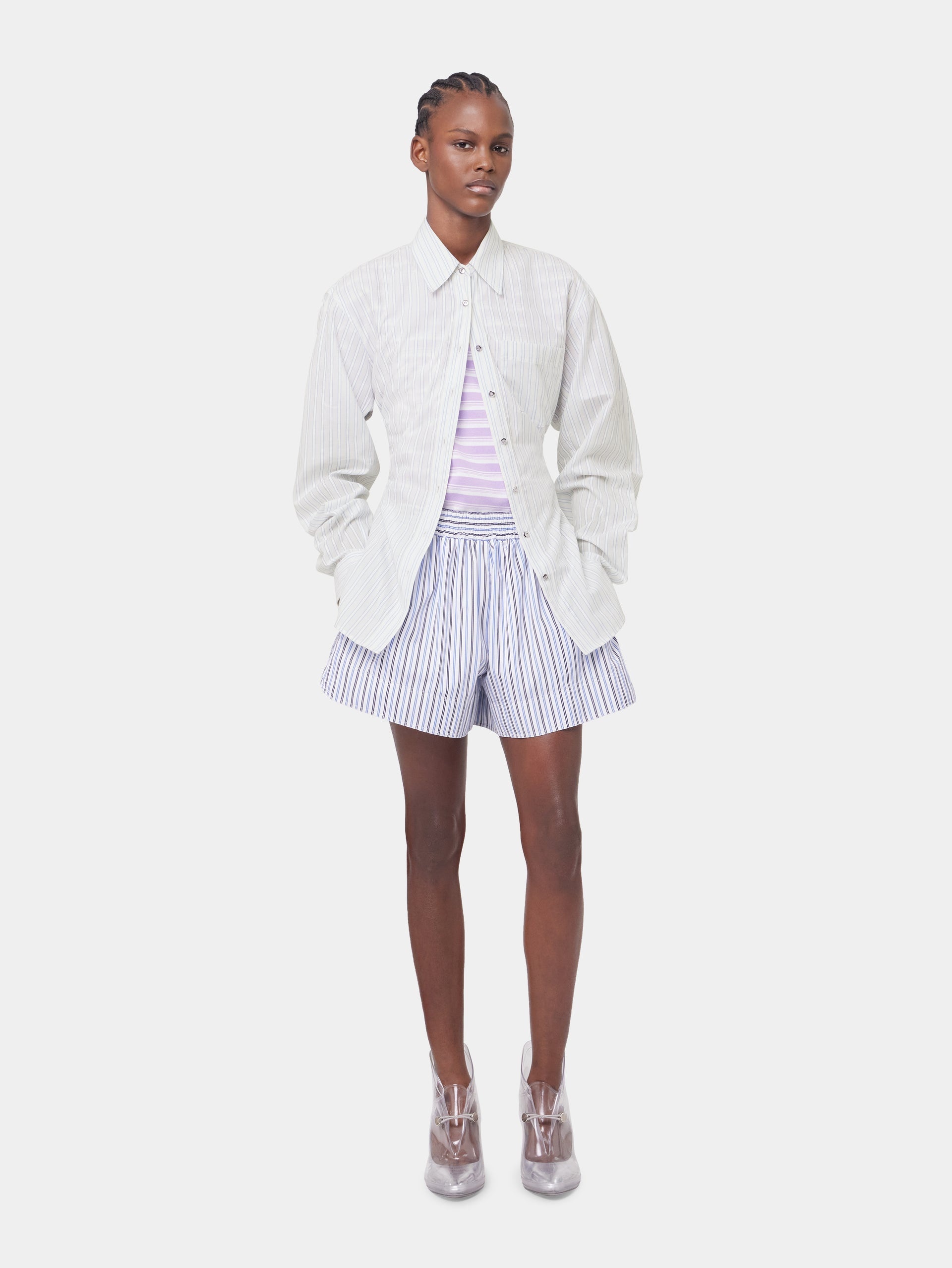 STRIPED SHORTS IN COTTON POPLIN - 2