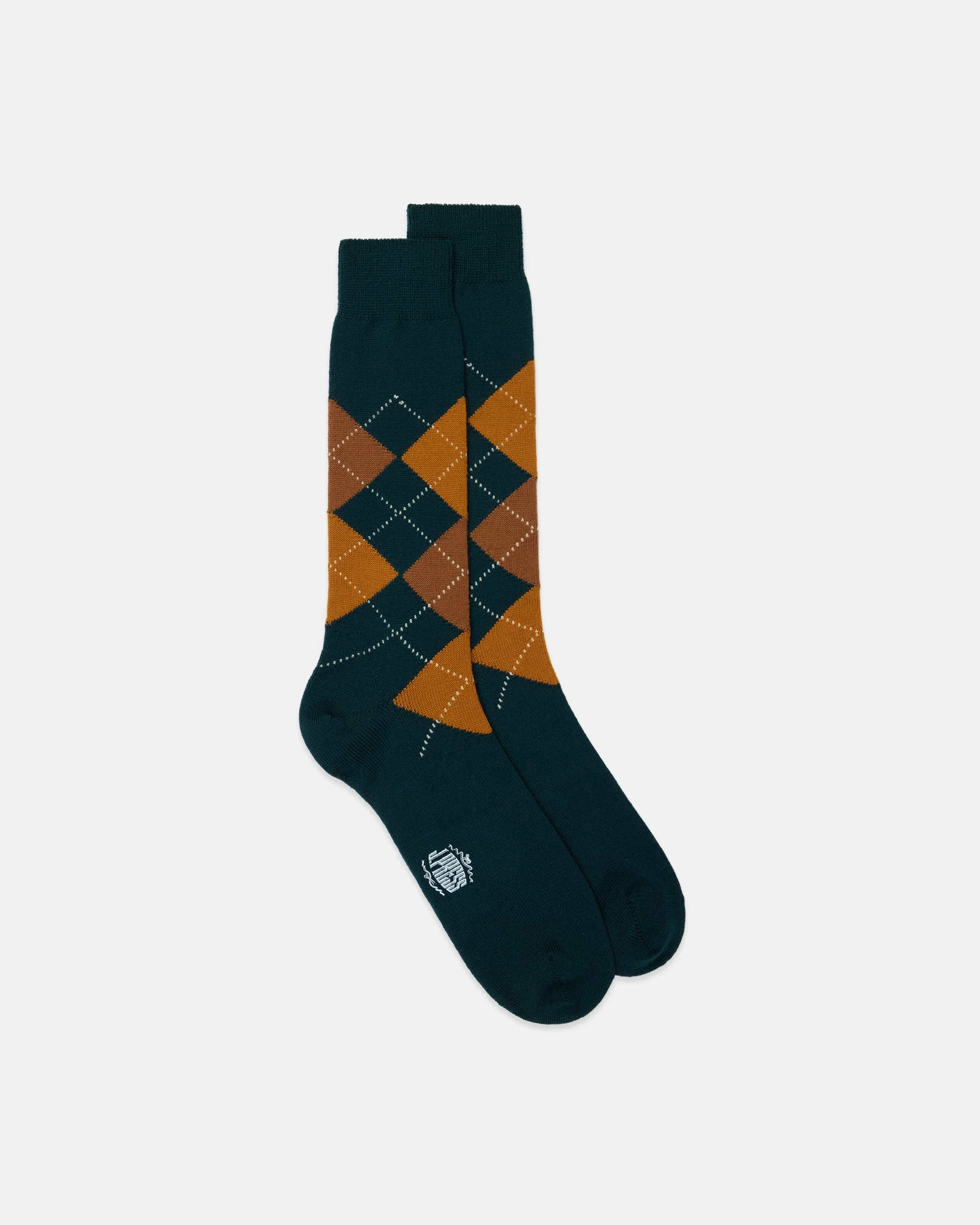 MADE-IN-ENGLAND GREEN ARGYLE WOOL SOCKS - 1