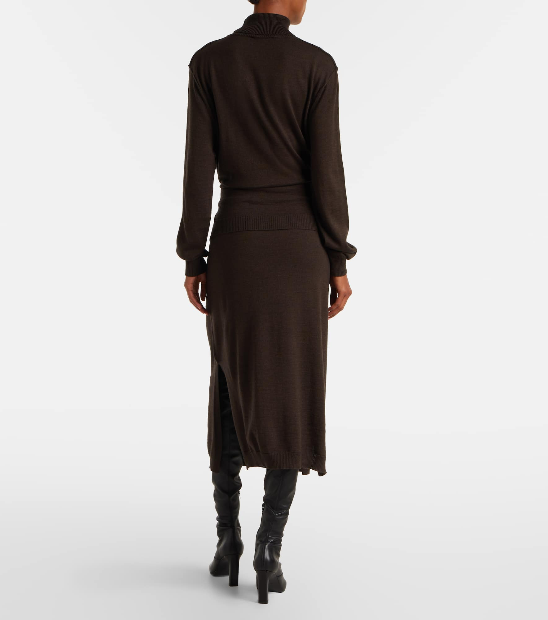 Turtleneck wool-blend midi dress - 3