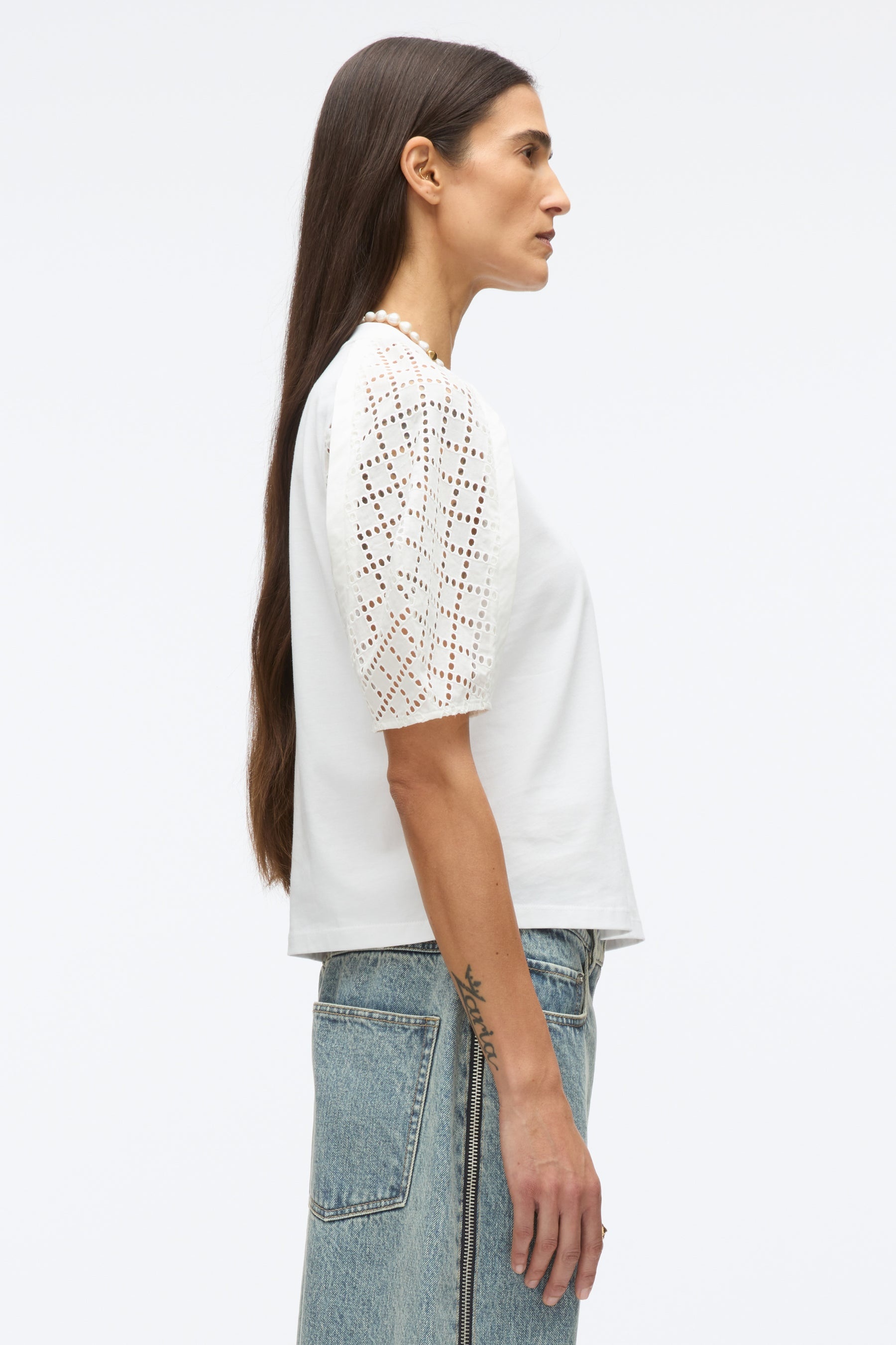 Broderie Anglaise Combo Tee - 4