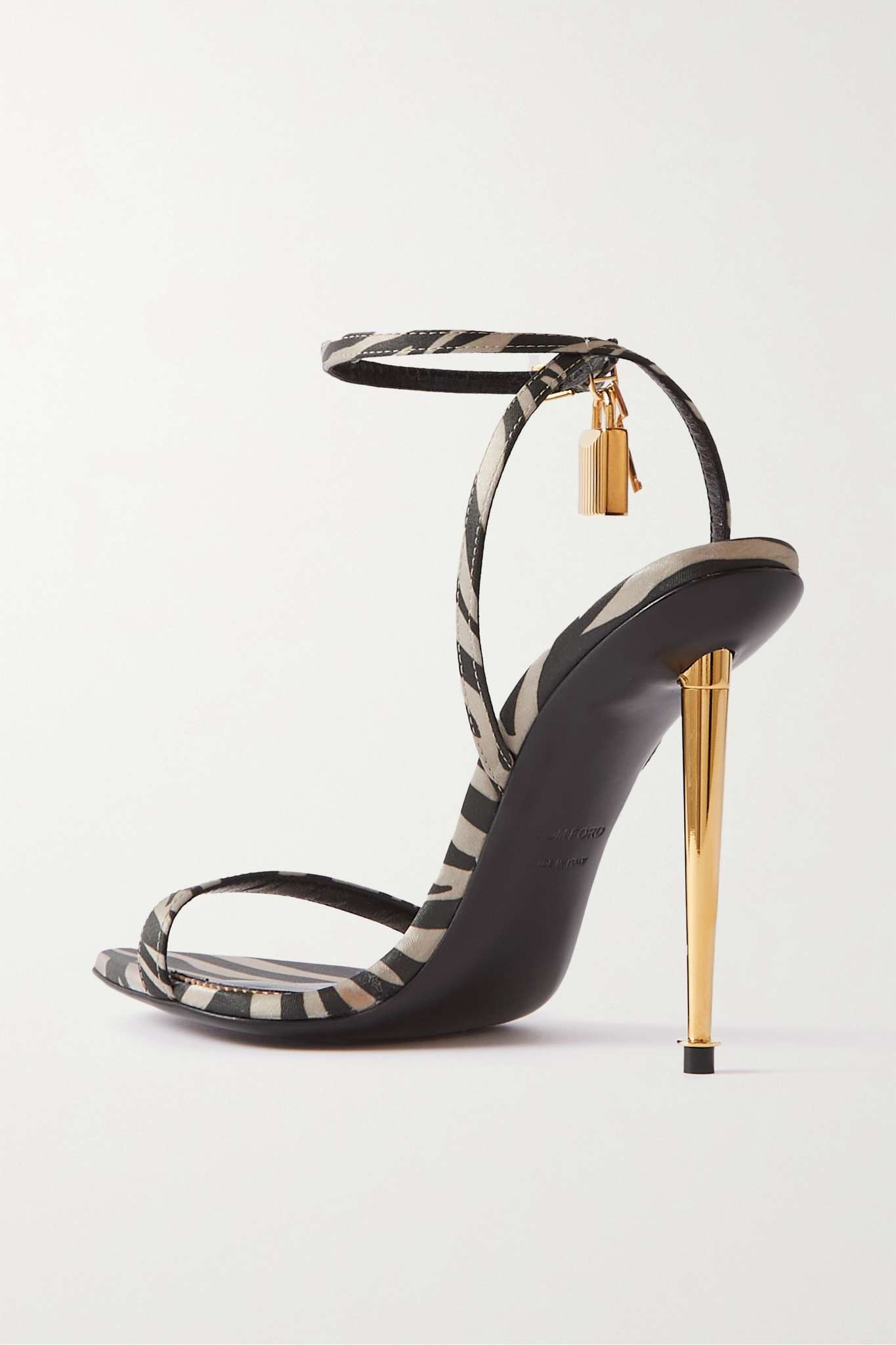 Padlock zebra-print satin sandals - 3