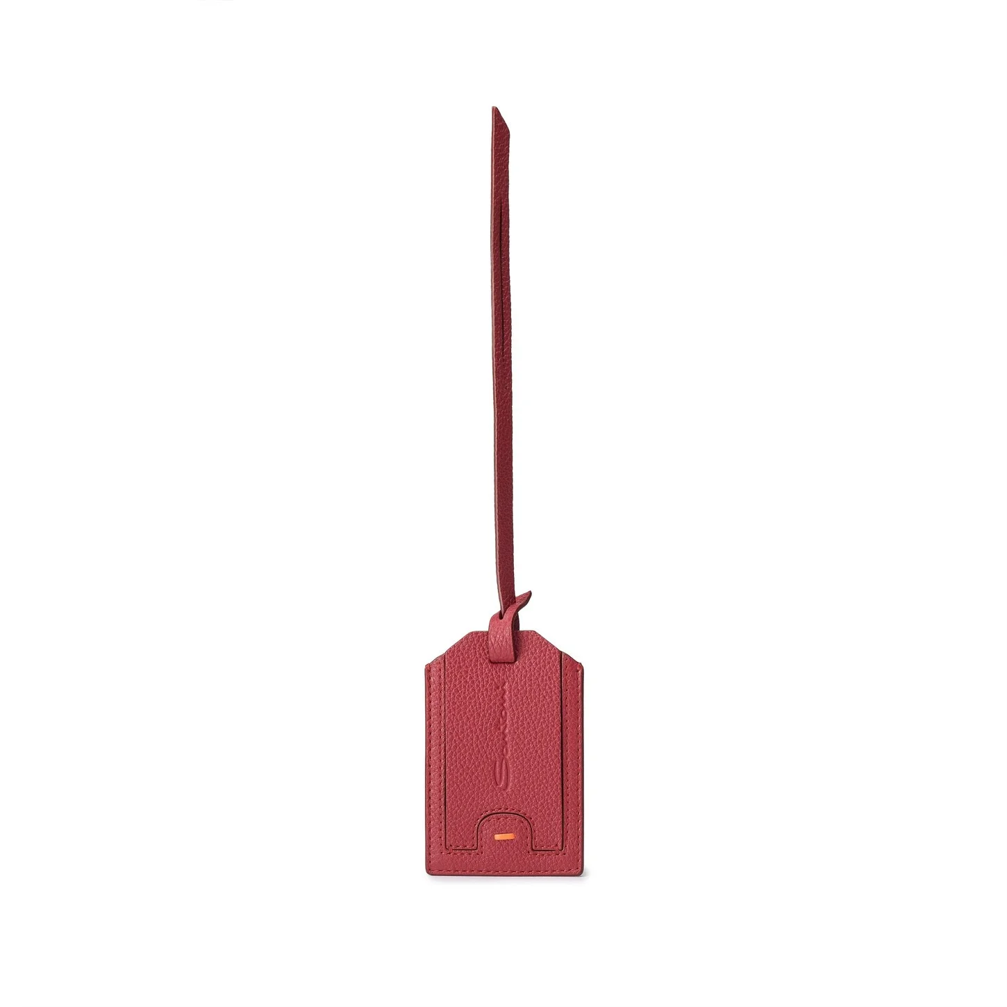Burgundy tumbled leather luggage tag - 1