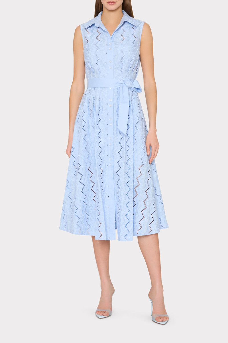 MILLY Leya Eyelet Midi Dress outlook