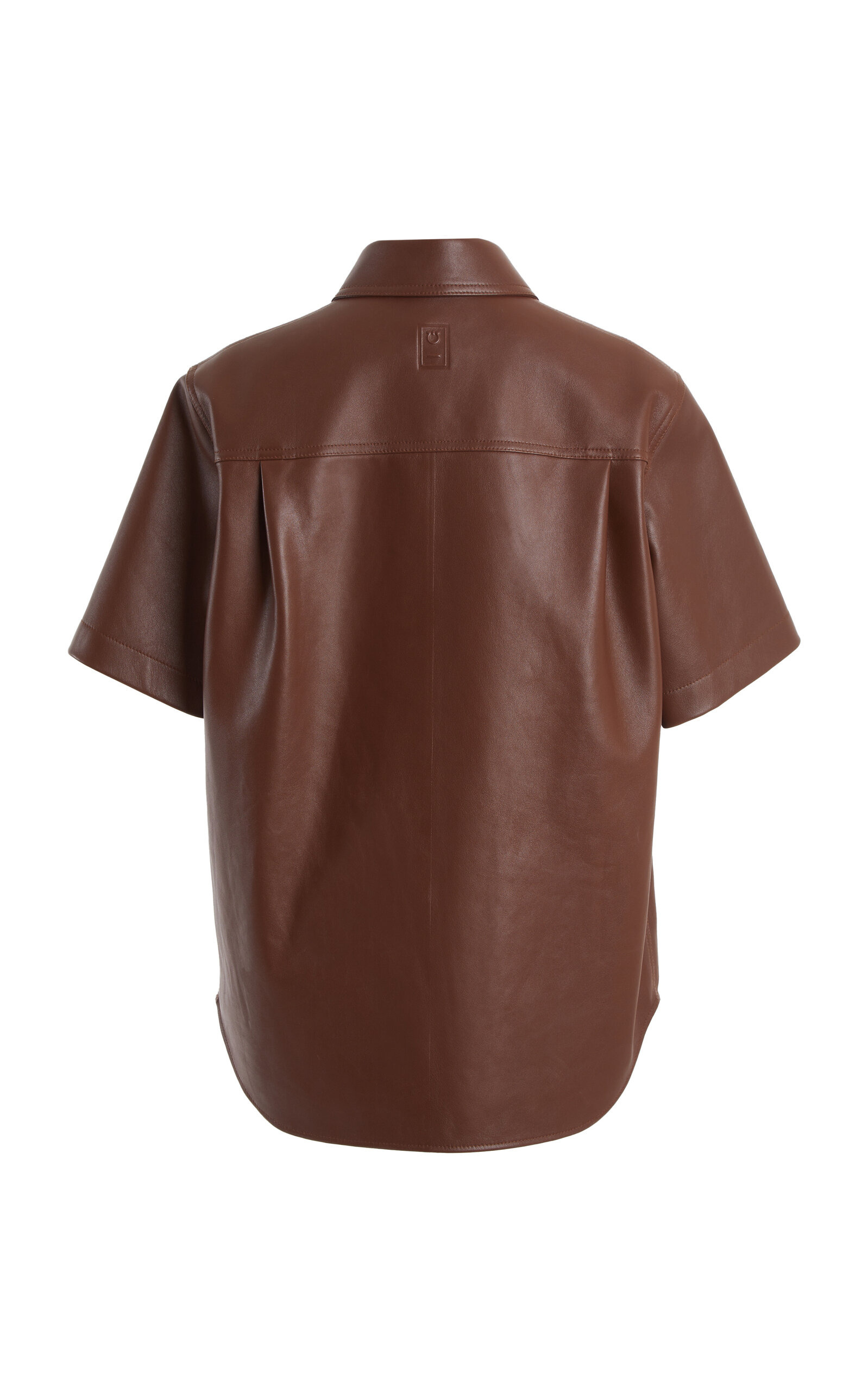 Half-Sleeve Leather Polo Shirt brown - 5