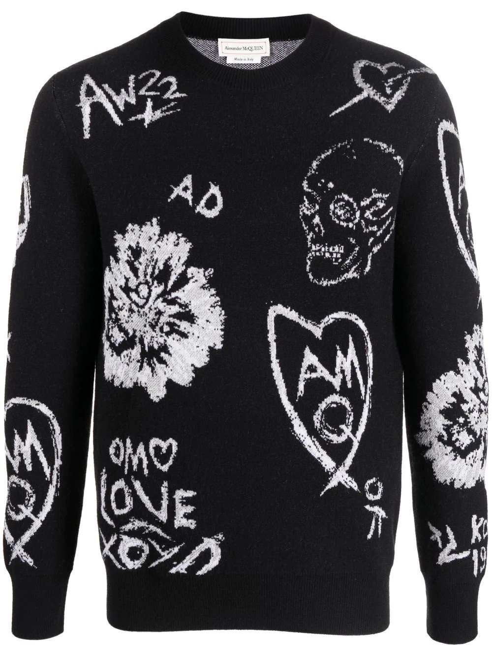 jacquard skull wool-blend jumper - 1