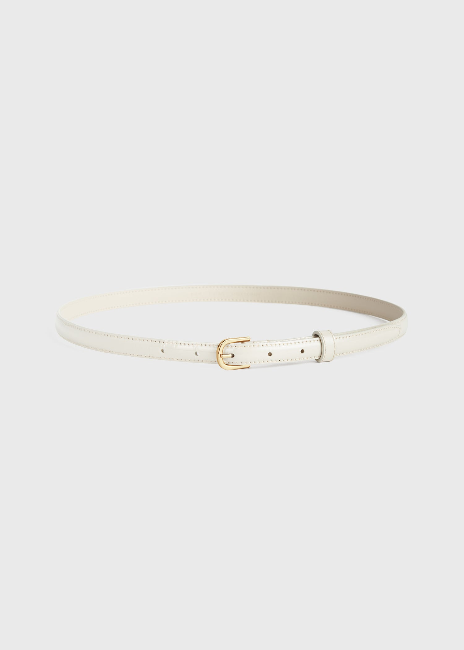 Thin patent-leather trouser belt bleached sand - 3