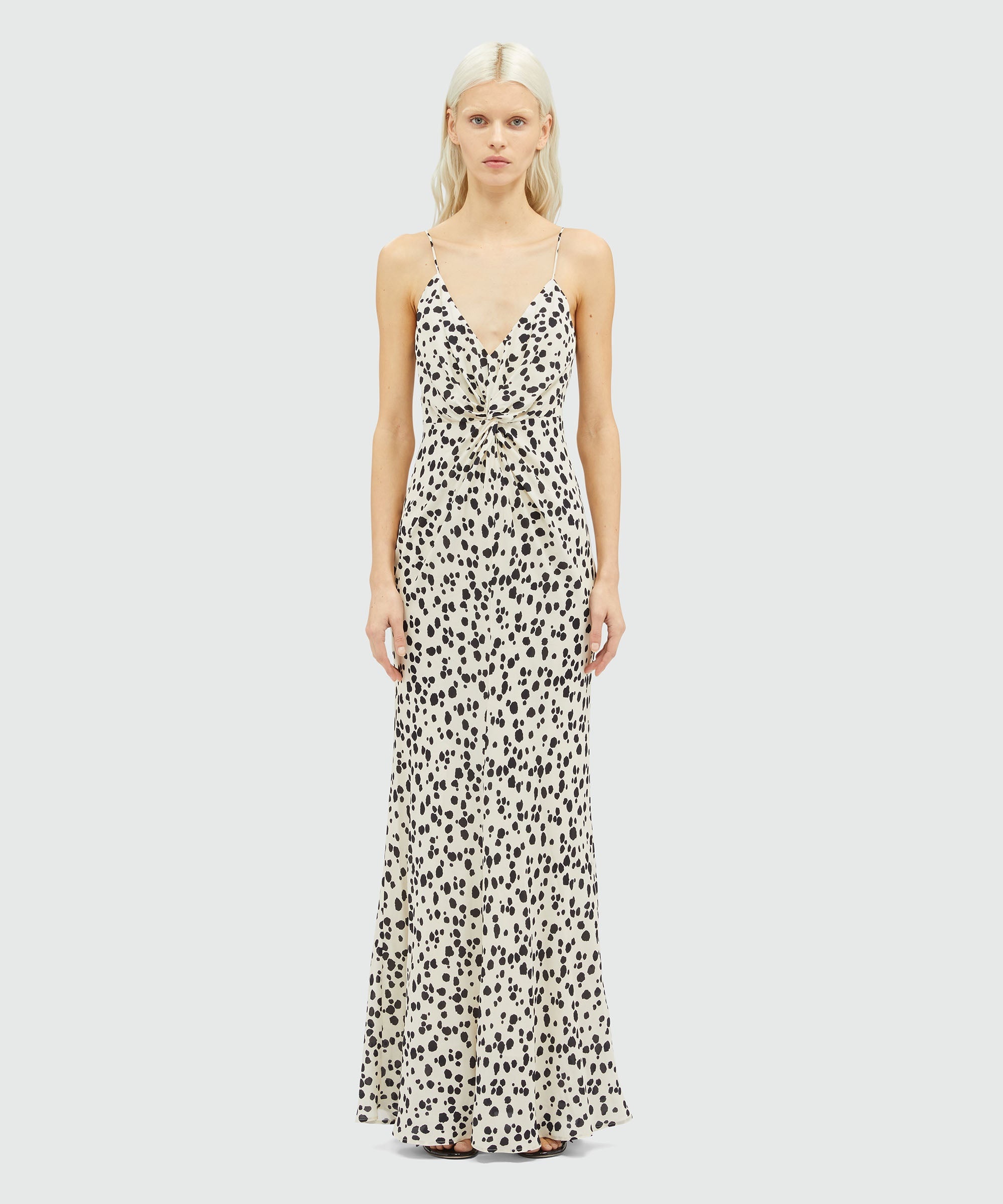 Viscose slip dress with knotted waist - 2