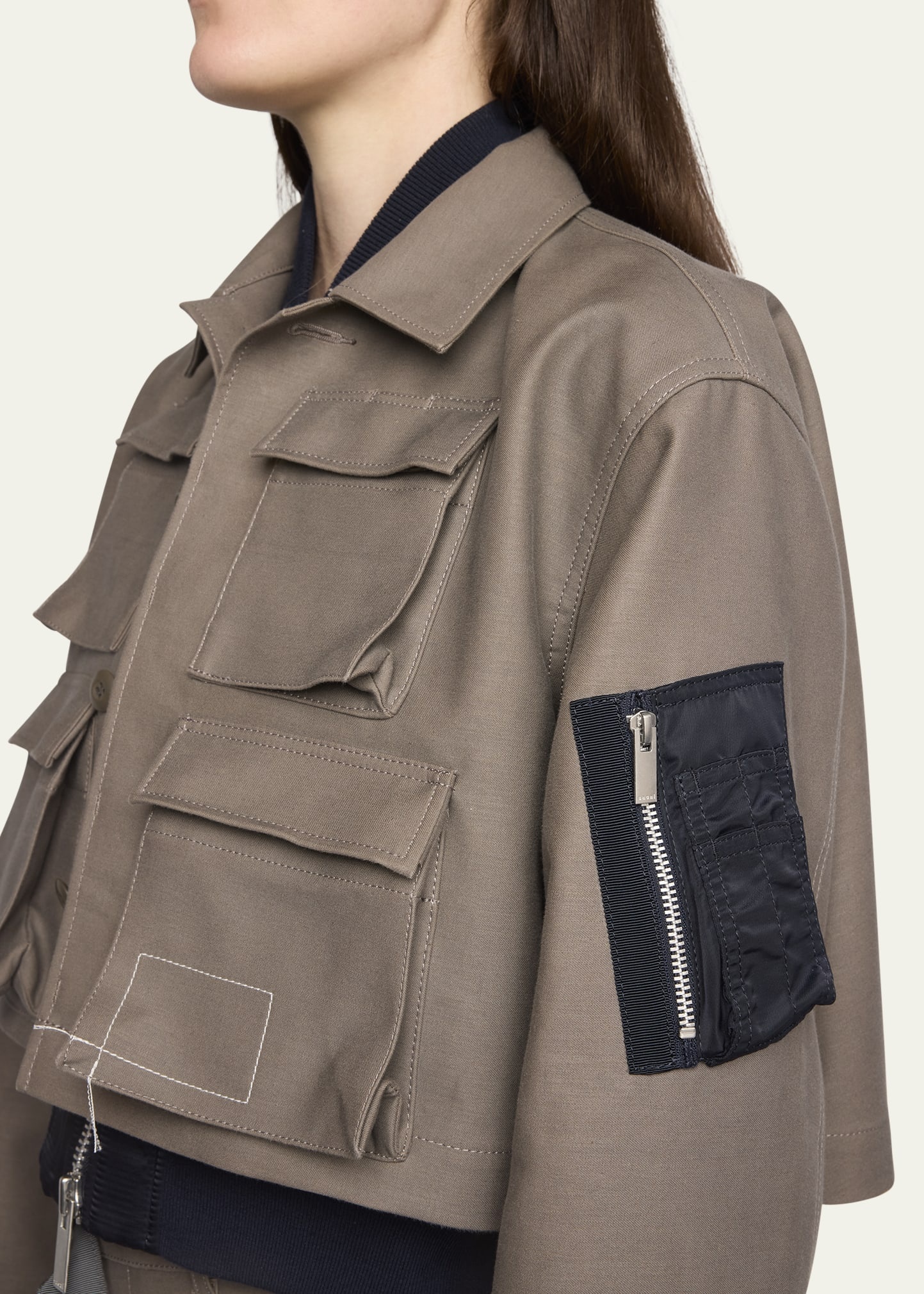 Hybrid Cargo Nylon Cropped Jacket - 5
