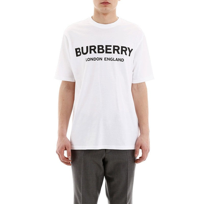 Burberry Cotton Logo Printing Classic Short Sleeve Unisex White 8026017 - 4