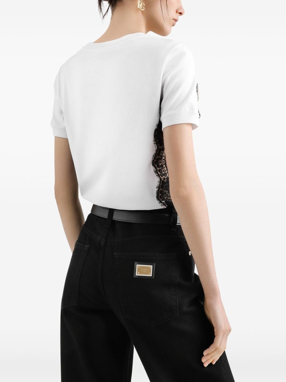 lace-detailed T-shirt - 5